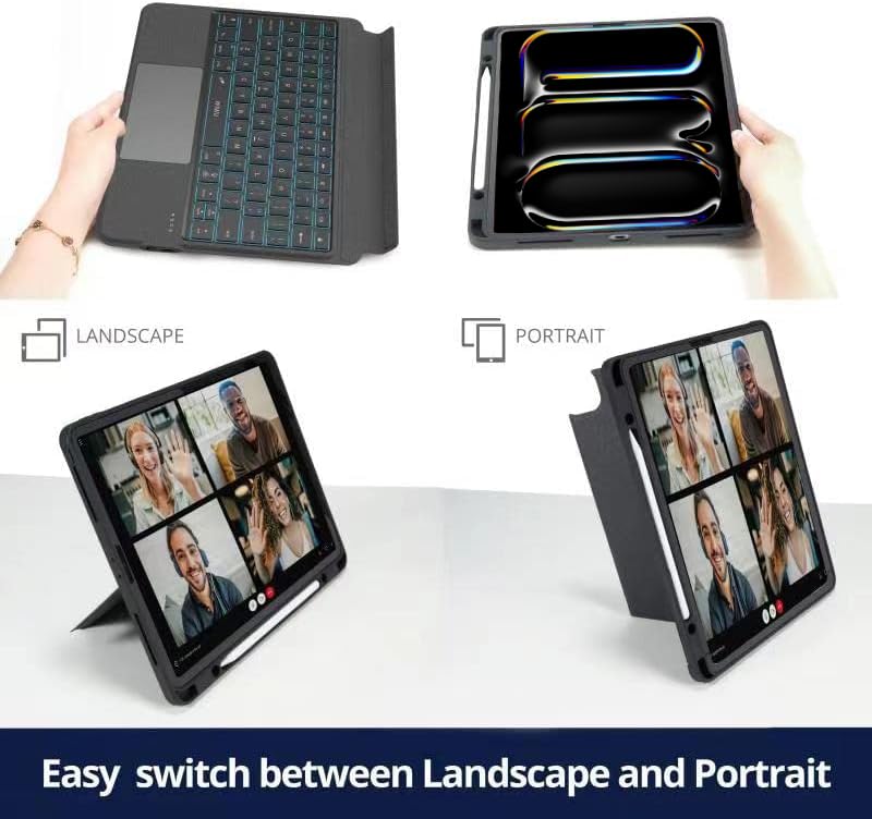WIWU iPad Pro 11 Case with Bluetooth Keyboard & Trackpad - Magnetic Detachable Backlit Wireless Keyboard Folio Cover, TPU Silicone Protective Case with Apple Pencil Holder | Perfect for Work, Study & Travel
