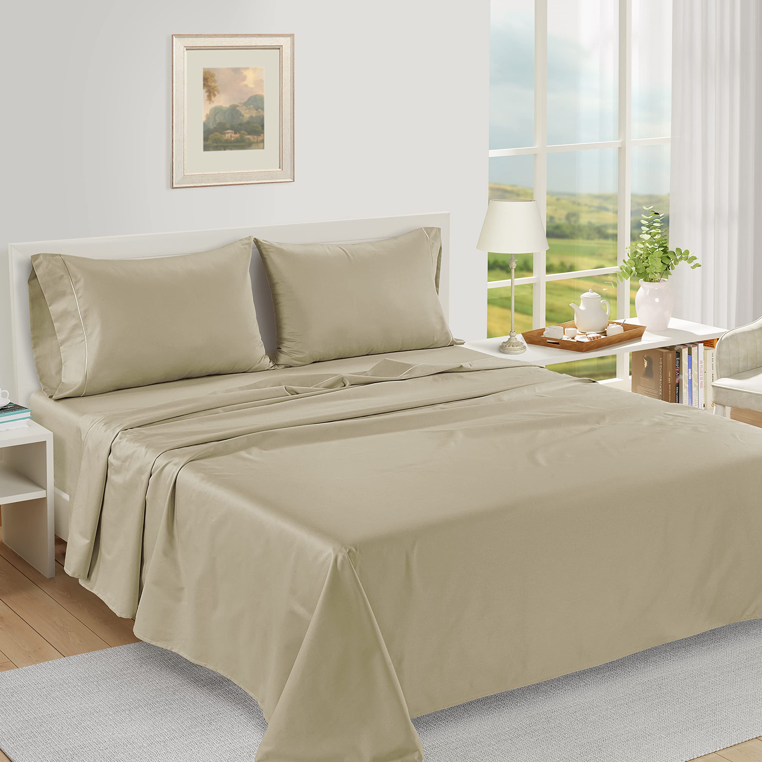 1000 TC 100% Egyptian Cotton Bed Sheets Full Size - 16 Inch Deep Pocket Cooling Bedding Set - Breathable, Fade & Pill Resistant - Perfect for Hot Sleepers & Luxury Bedrooms