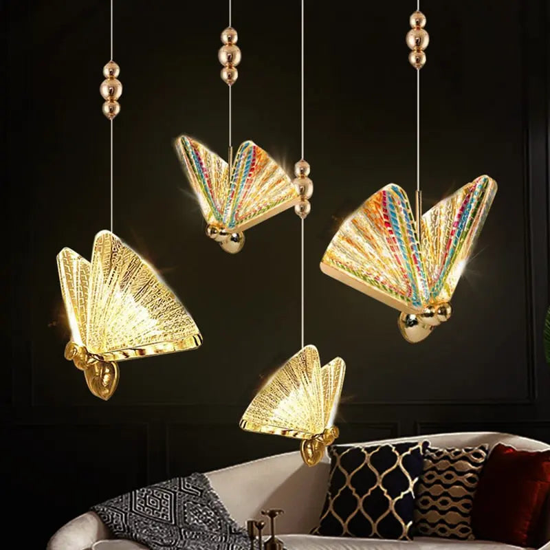 LED Butterfly Pendant Lights - Elegant Floral Chandelier for Bedroom, Nursery & Dining Room Decor - Dimmable Hanging Light Fixture for Home & Cafe Lighting