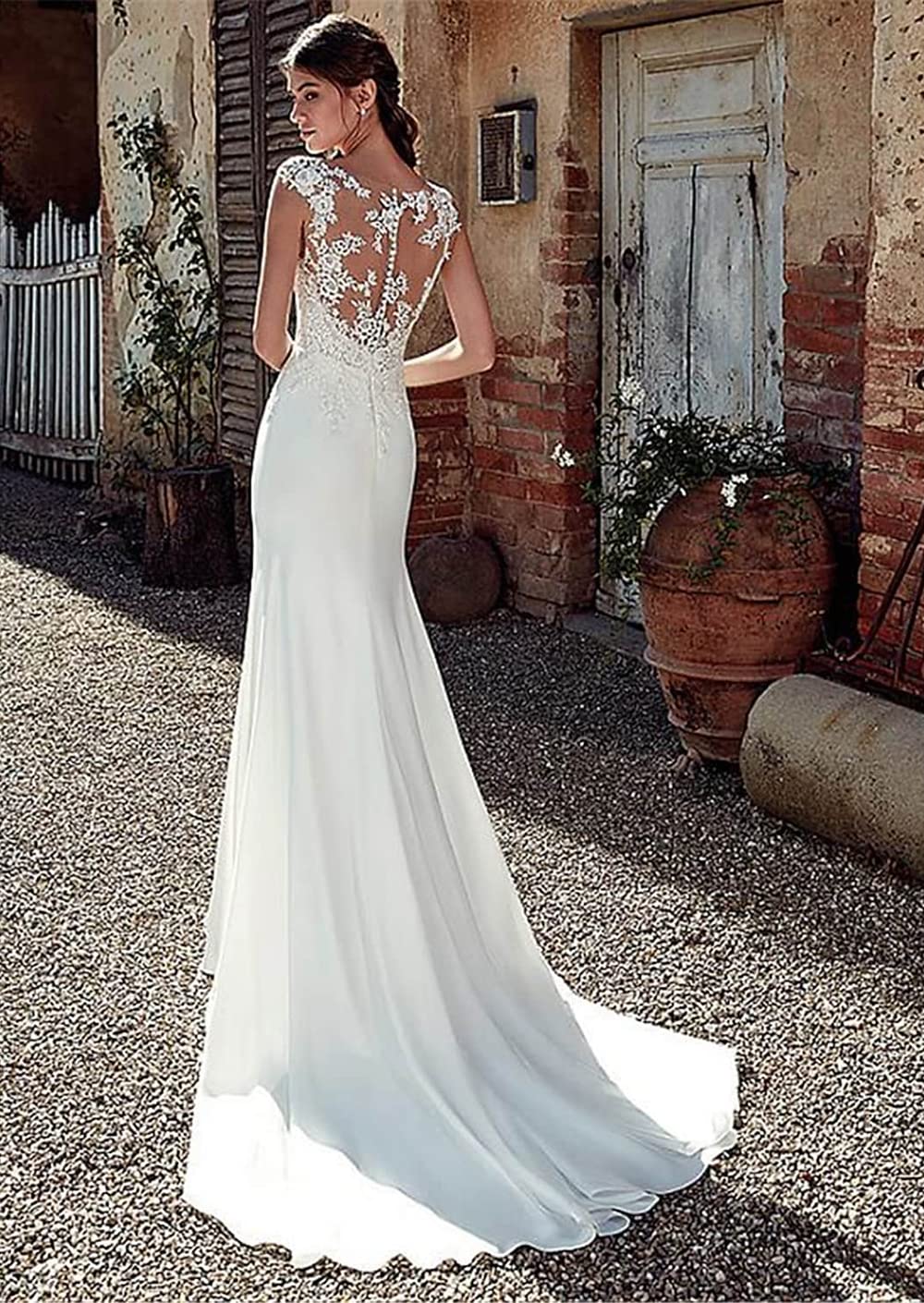 Elegant Lace Mermaid Wedding Dress for Bride - Long Sleeve Formal Bridal Gown for Women | Perfect for Beach Weddings, Church Ceremonies & Evening Receptions