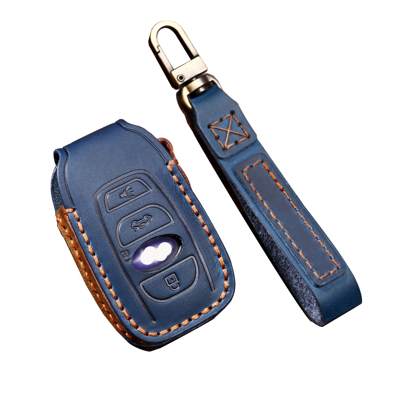 Premium Leather Key Fob Cover Case for Subaru Forester, Crosstrek, Outback, WRX, Ascent, BRZ, Legacy - 4 Button Remote Key Protector - Perfect for Daily Use, Travel & Car Protection