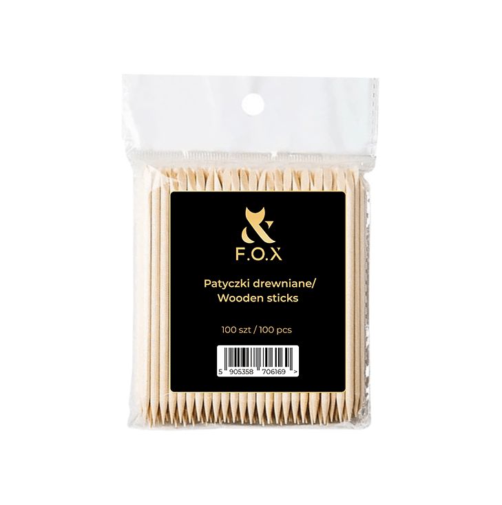 F.O.X Orange Wooden Nail Sticks - 150mm (100 Pieces) - Professional Manicure & Pedicure Tools for Nail Art, Cuticle Care & DIY Beauty Salon Use