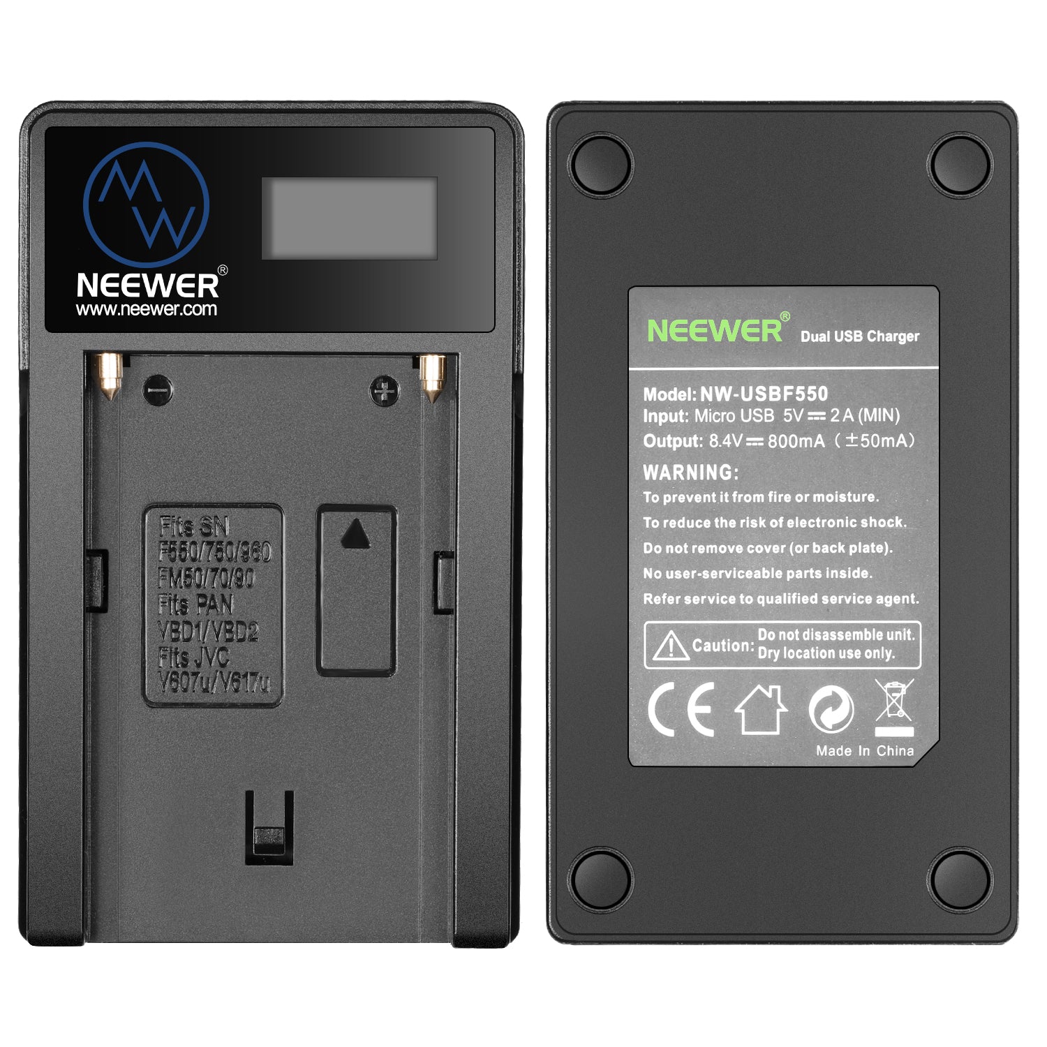 NEEWER USB Battery Charger for Sony NP-F550 NP-F750 NP-F960 NP-F970 - Replacement Power Charger for Sony Cameras, Camcorders & DSLR - Perfect for Travel, Vlogging & Professional Photography