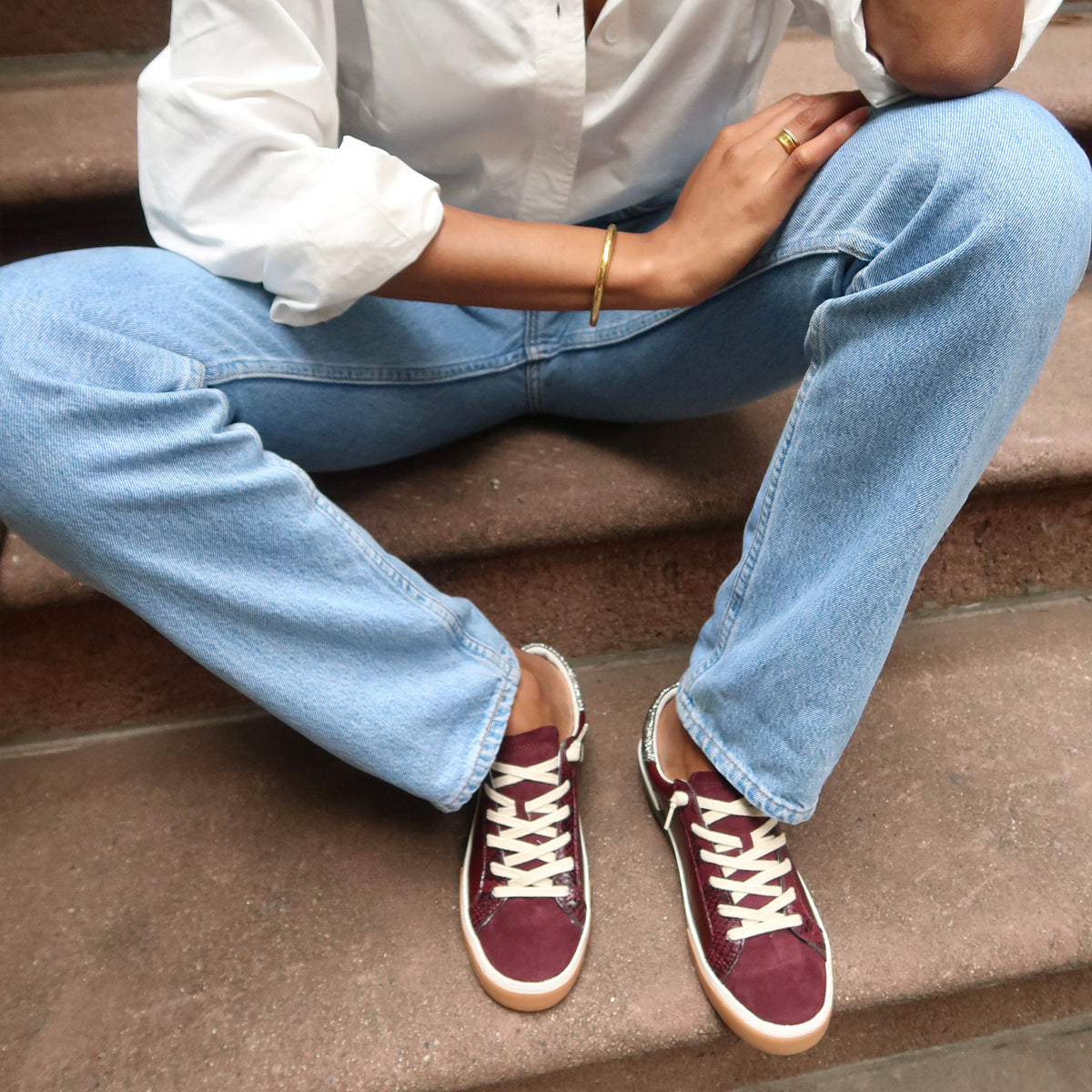 ZINA Women's Burgundy Crinkle Patent Leather Sneakers - Comfortable & Stylish Casual Shoes for Walking, Work & Everyday Wear
