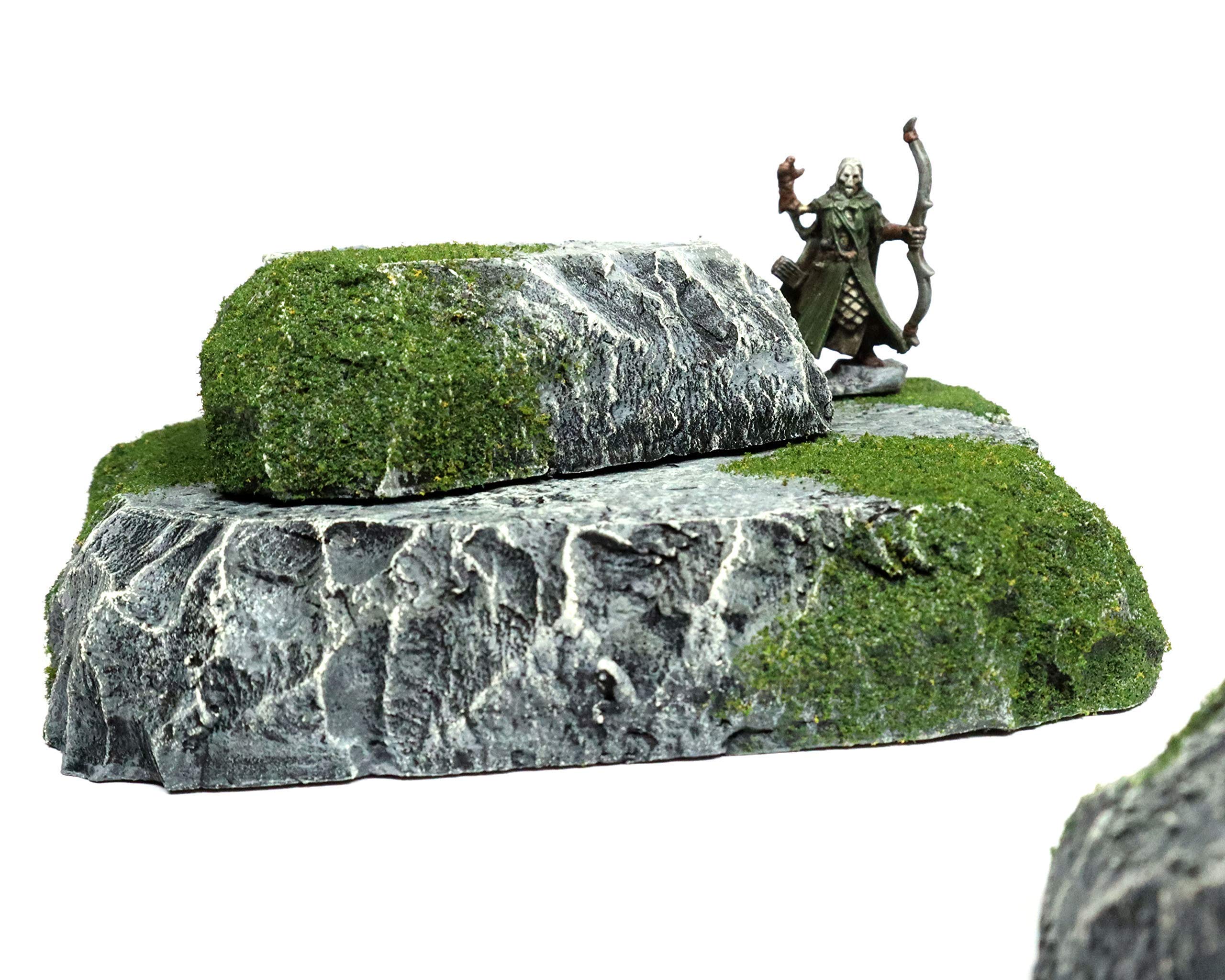 Handmade Mossy Stacking Hills Wargaming Terrain for Tabletop War Games & TTRPGs - Durable Miniature Battle Scenery for Dungeons & Dragons, Warhammer 40K & Fantasy RPG Campaigns