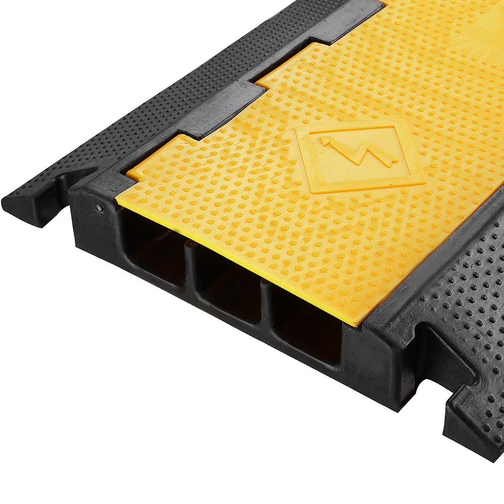 3-Channel Cable Protector Ramp - Heavy Duty Rubber Cord Cover for Warehouse, Sidewalk & Traffic Safety - Protects 2-3 Cables - Ideal for Events, Construction Sites & Outdoor Use