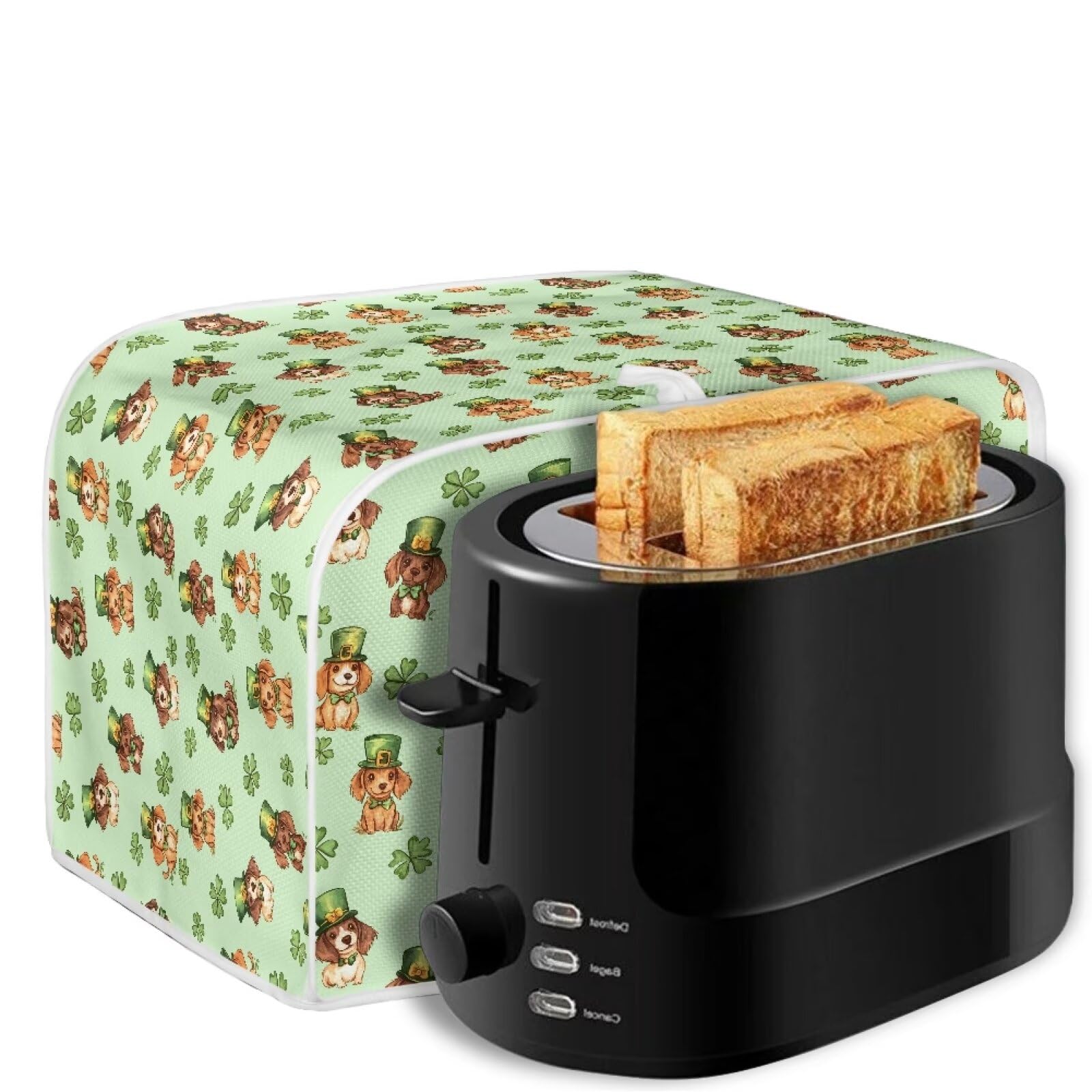 St. Patrick's Day Toaster Cover for 4-Slice Toasters - Green Polyester Kitchen Accessory with Anti-Scratch & Fingerprint Resistant Design - Perfect for Irish-Themed Parties, Breakfast Decor & Microwave Safe Toaster Protection
