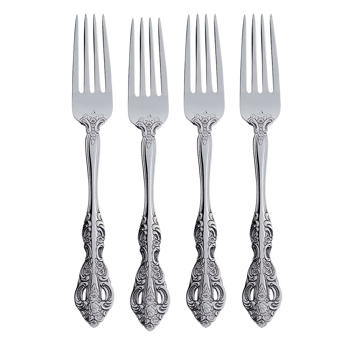 Michelangelo 4-Piece Stainless Steel Dinner Fork Set - Elegant Flatware for Fine Dining & Dinner Parties