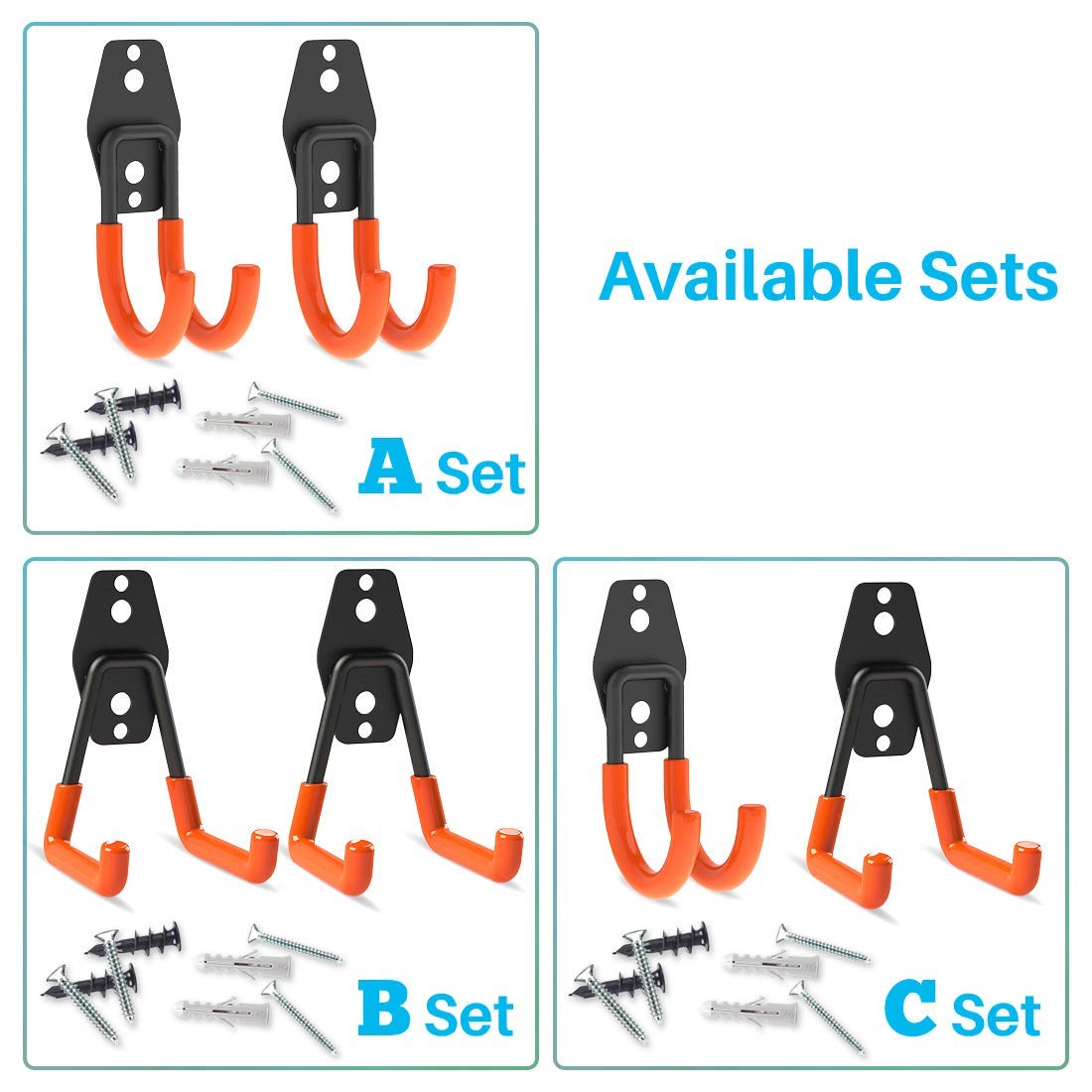 Heavy Duty Garage Hooks 4pcs - Stainless Steel Wall Mount Organizer for Garage Storage & Workshop