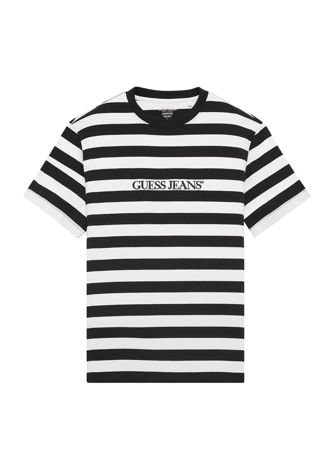 Guess Jeans Black & White Striped T-Shirt for Women - Casual Cotton Tee for Everyday Wear, Street Style & Layering