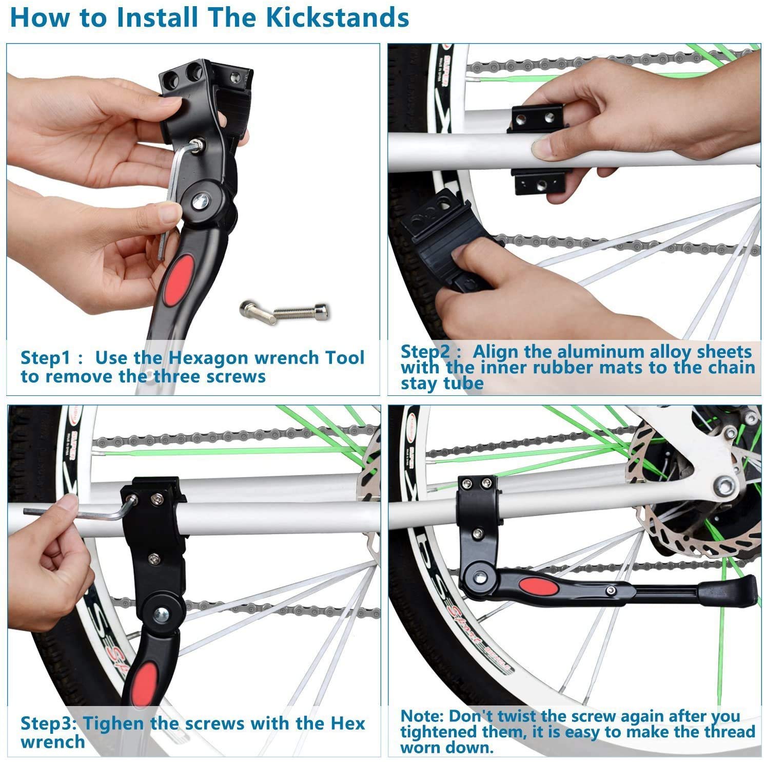 Adjustable Bike Kickstand - Universal Side Support Stand for 22