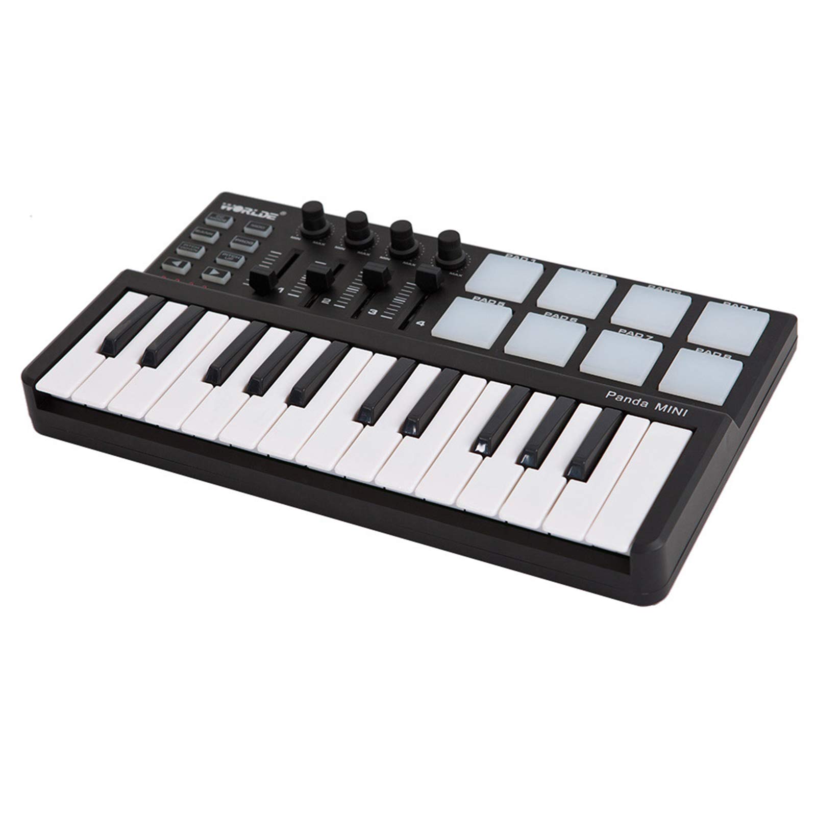 Btuty 25-Key MIDI Keyboard Panda Mini Portable MIDI Controller with Drum Pads - USB Powered for Music Production, DJing & Home Studio Recording