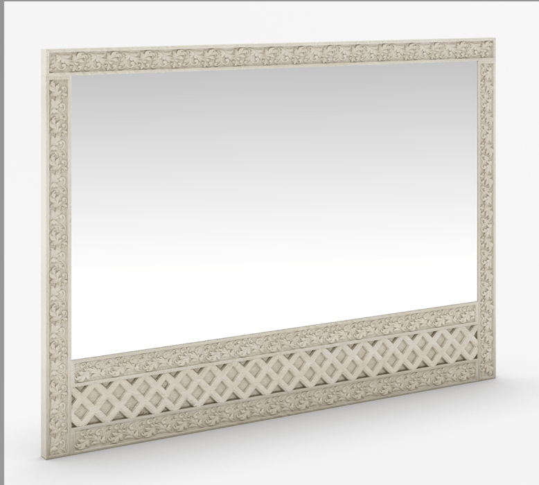 Hand Carved White Rectangle Wall Mirror - Elegant Home Decor for Living Room, Bedroom & Bathroom
