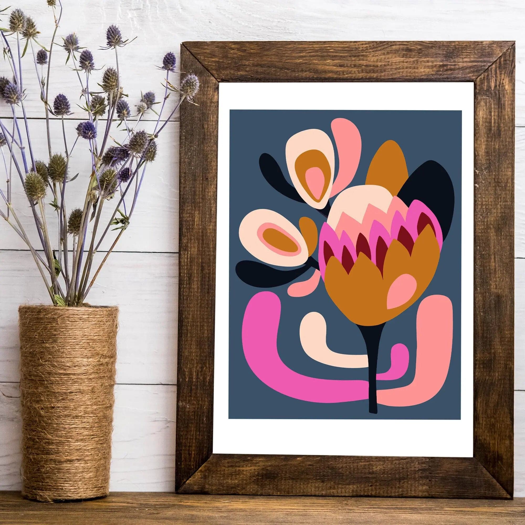 Modern Protea Wall Art Print - Handmade Floral Canvas Painting for Home Decor - Perfect for Living Room, Bedroom & Office