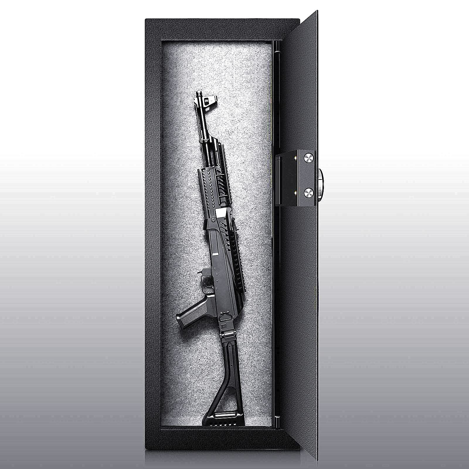 Langger Biometric Wall Safe - Hidden Fingerprint Security Safe Between Studs, Large Black Wall Vault for Cash, Jewelry & Documents | Perfect for Home, Office & Bedroom Security