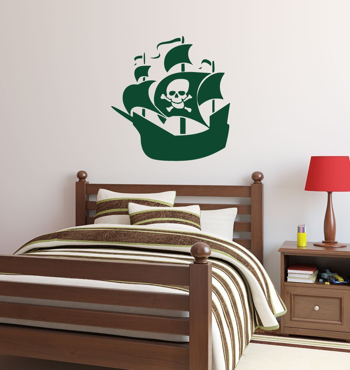 Personalized Pirate Ship Wall Decal - Removable Vinyl Sticker for Boys Room, Playroom, Nursery & Classroom Decor | Perfect for Kids Bedroom, Preschool & Home Decoration
