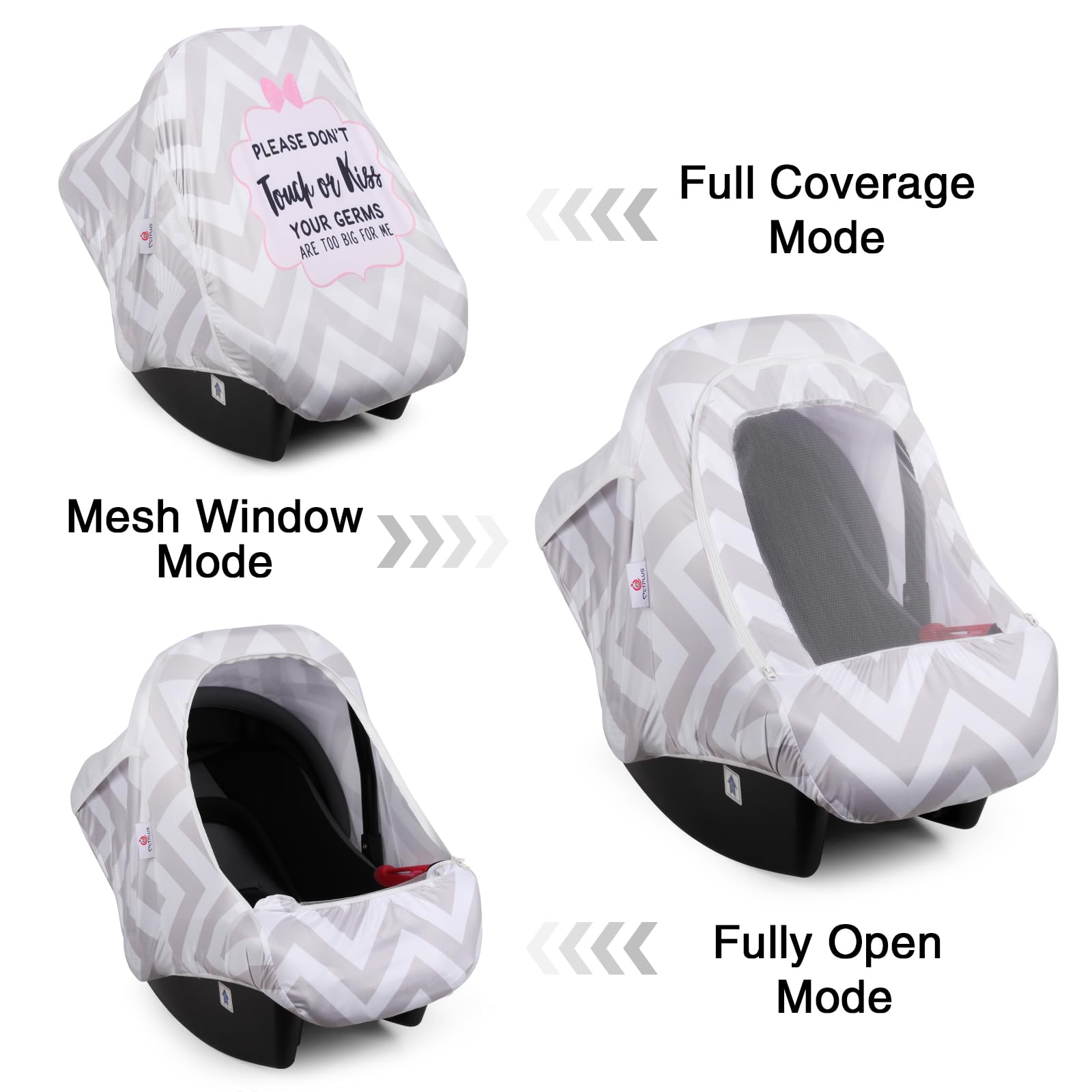 Metplus 2-in-1 Baby Car Seat Cover & Sun Shade - Breathable Infant Carrier Canopy with Privacy Protection for Boys & Girls - Perfect for Strollers, Shopping Carts & Travel - Safety Seat Protector for Newborns & Toddlers