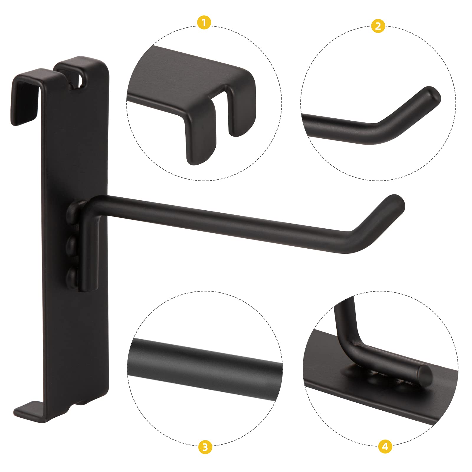 Polmart 8-Inch Heavy Duty Black Gridwall Panel Hooks - 96 Pack for Retail Store Display, Clothing Racks & Wall Organization - Durable Metal Hooks for Garment, Accessories & Home Decor Display
