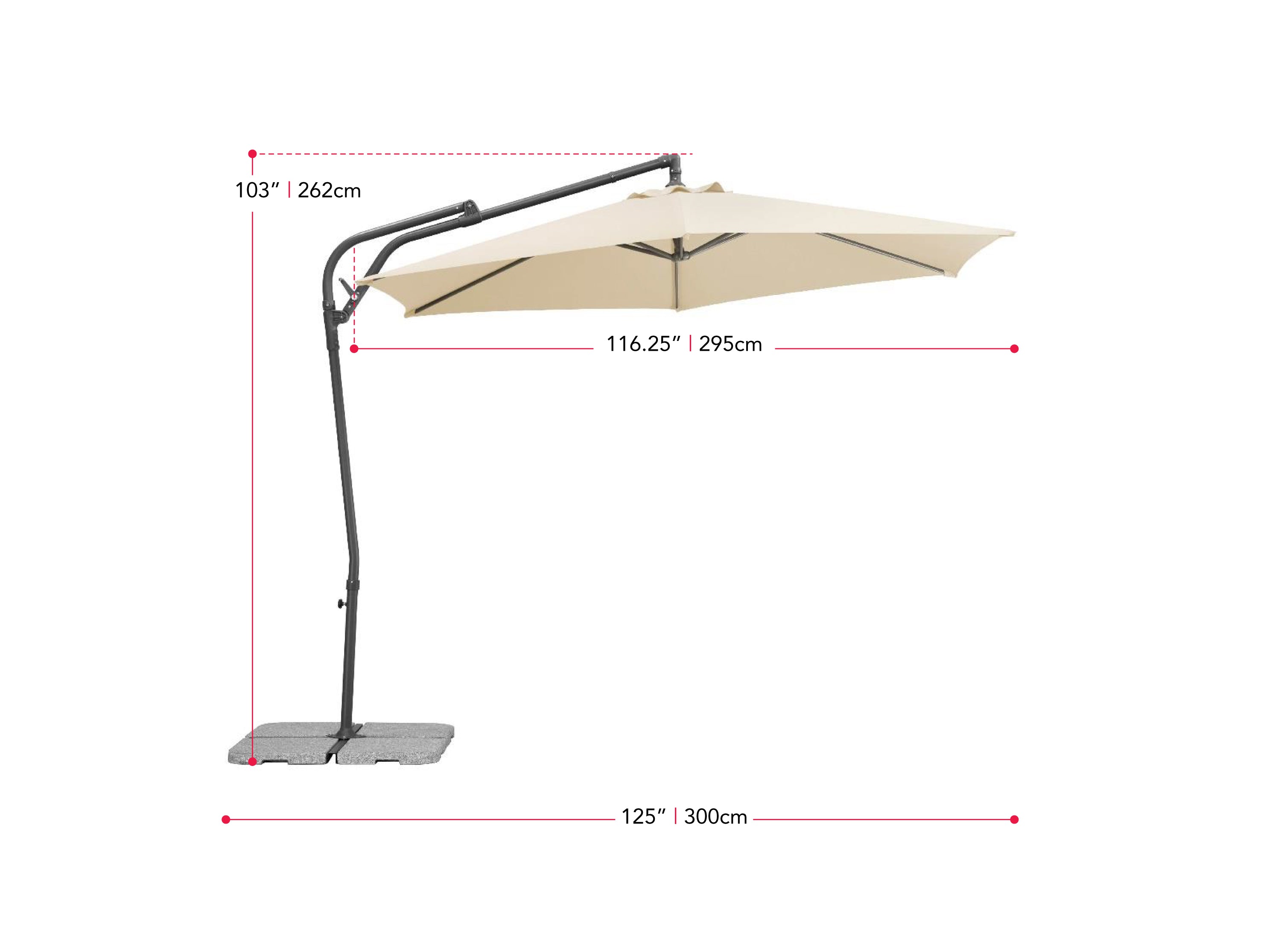 10ft Grey Cantilever Umbrella - Patio, Poolside & Outdoor Shade Solution for Backyard, Garden & Deck