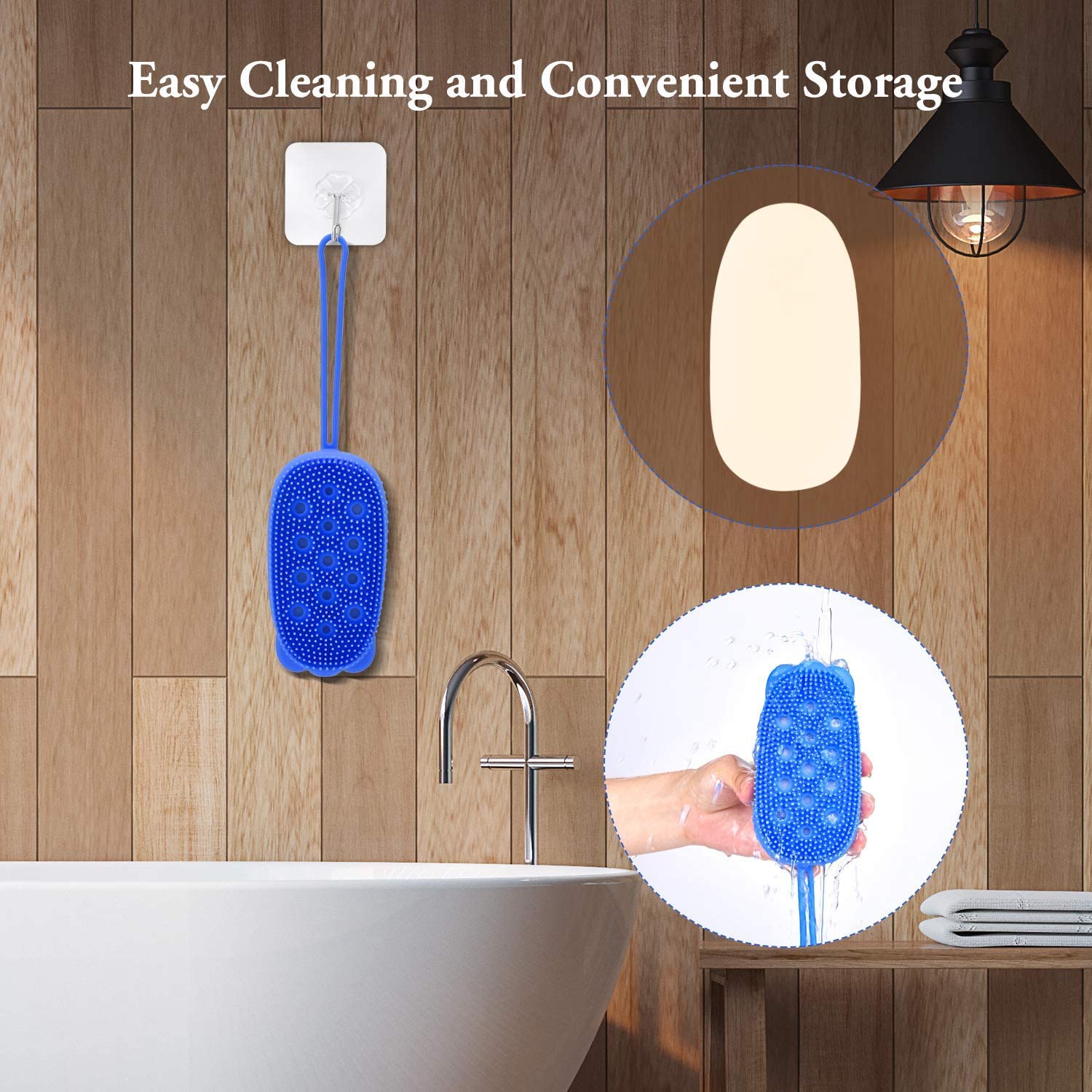 NAIDEV Silicone Double Sided Exfoliating Body Scrubber - Deep Cleaning Bath Brush for Women & Men - Massage & Exfoliate Skin - Creates Rich Bubbles - Perfect for Shower, Spa & Daily Skincare Routine (Blue)