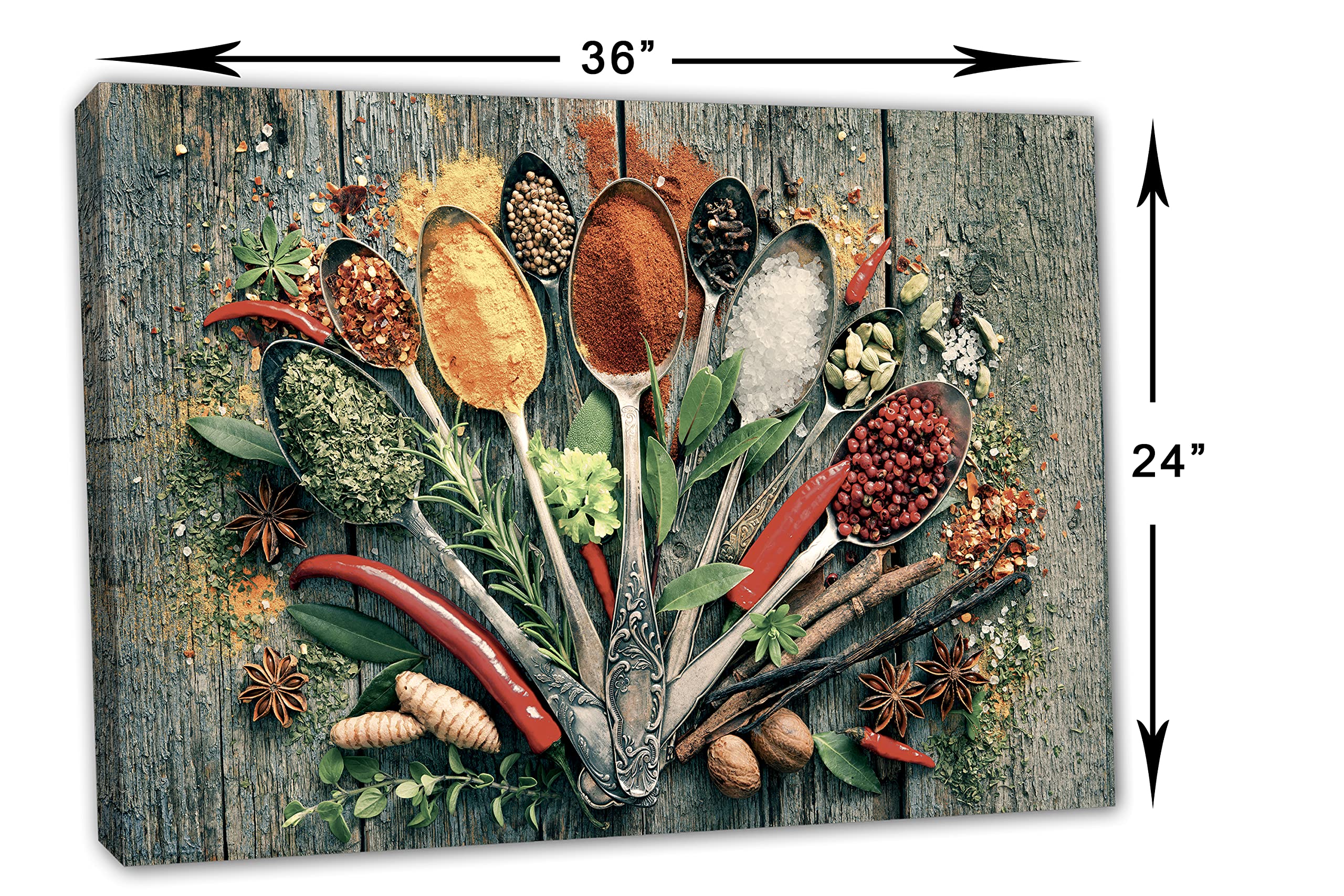 36x24 Faded Tone Herbs and Spice Kitchen Wall Art Canvas Print - Perfect for Farmhouse, Rustic, or Modern Kitchen Decor
