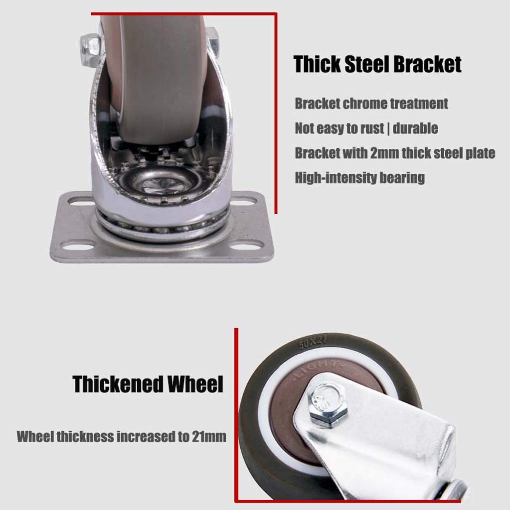 4-Pack 360° Universal Swivel Casters with Brake - 2