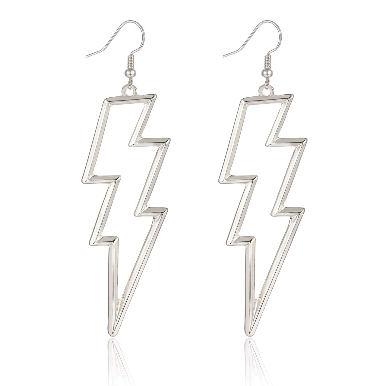 Lightning Bolt Drop Dangle Earrings for Women - Punk Fashion Statement Jewelry with Thunder Hook Design - Perfect for Parties, Concerts and Gothic Outfits