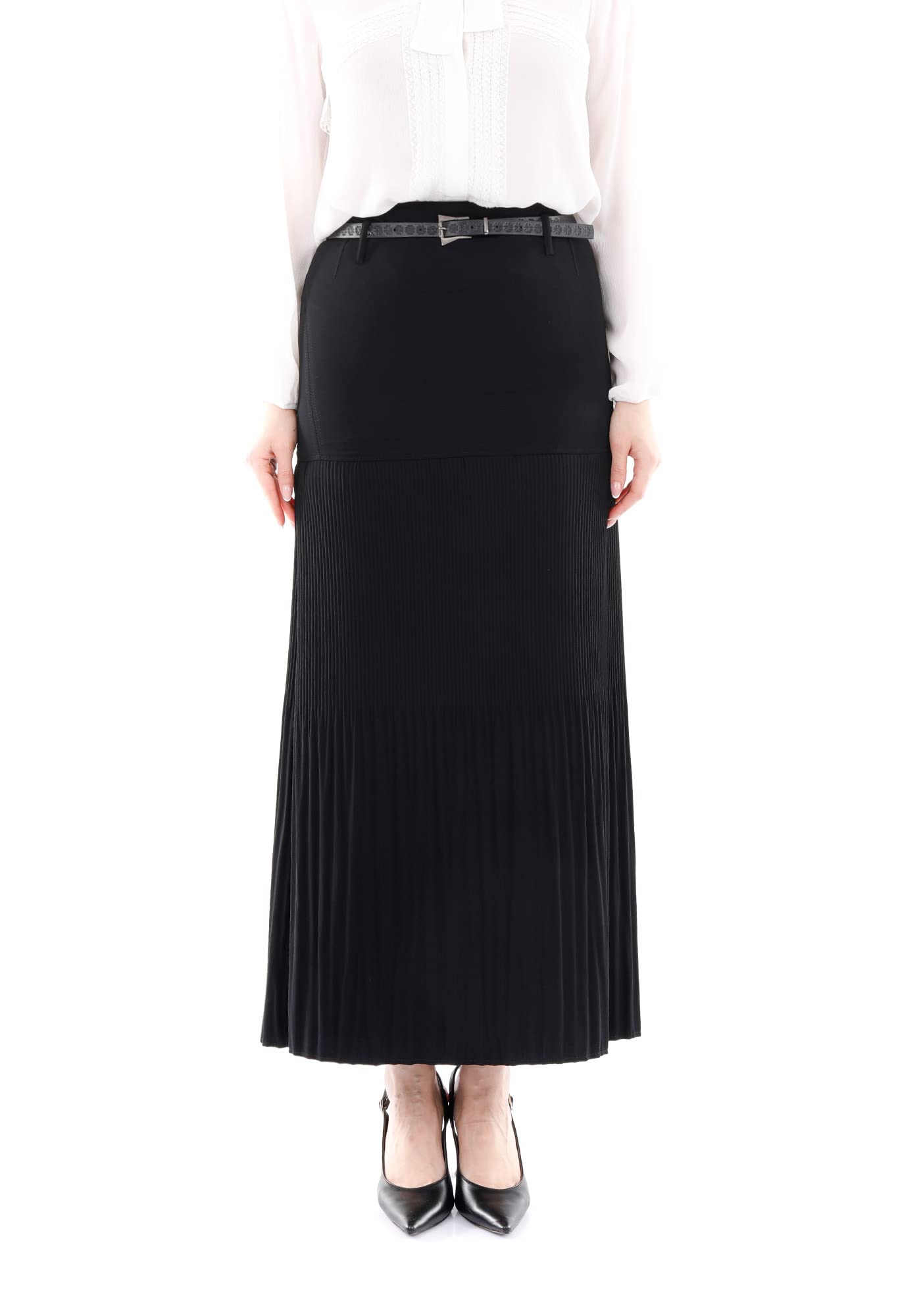 Boho Linen Pleated Maxi Skirt for Women - High Waisted Summer Long Skirt - Perfect for Beach Vacations, Music Festivals & Casual Outings