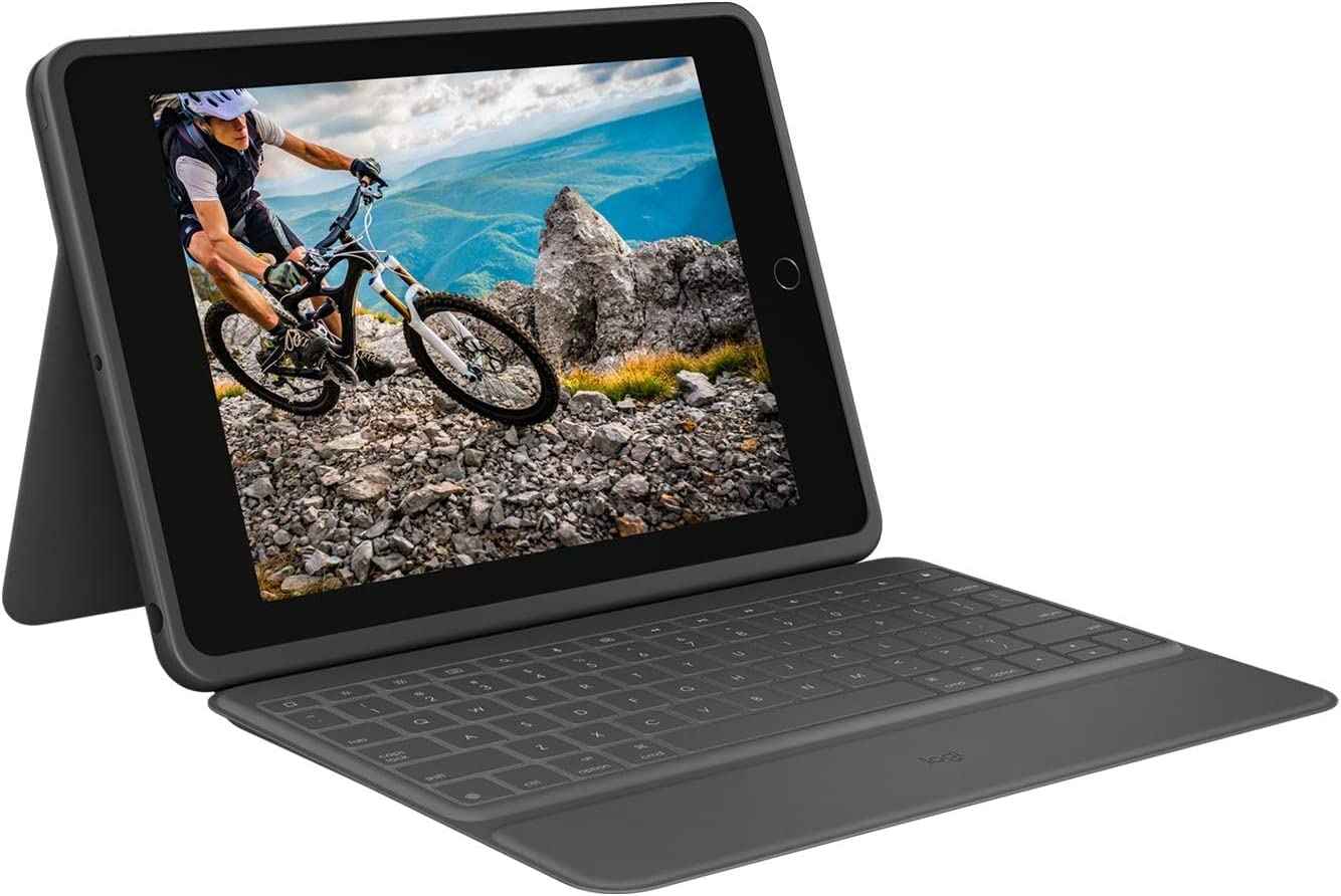 Logitech Rugged Folio Protective Keyboard Case for iPad 7th/8th/9th Generation - Durable Spill-Proof Cover with Smart Connector (Black) | Perfect for Work, Travel & Outdoor Use