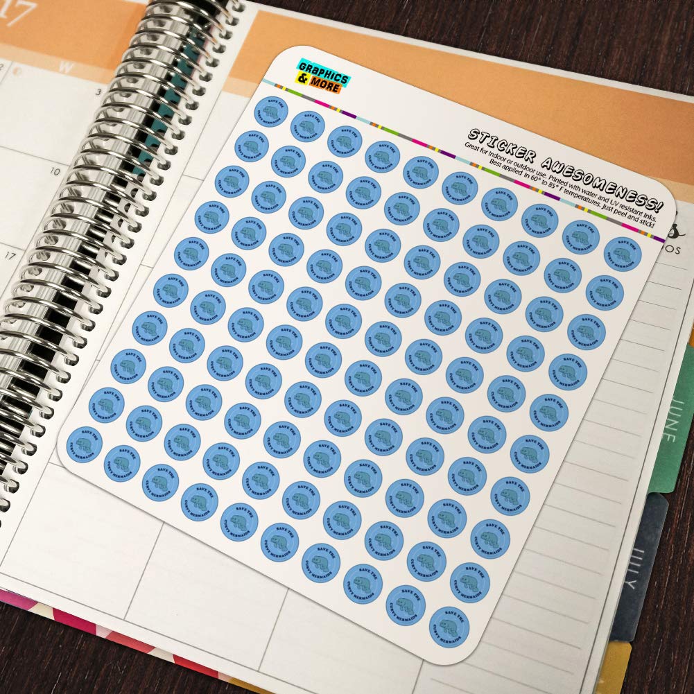 Save The Curvy Mermaids Manatee Stickers - Funny Humor Planner & Scrapbooking Decals for Journals, Calendars, DIY Crafts - Perfect for Bullet Journals, Scrapbooks, and Creative Projects