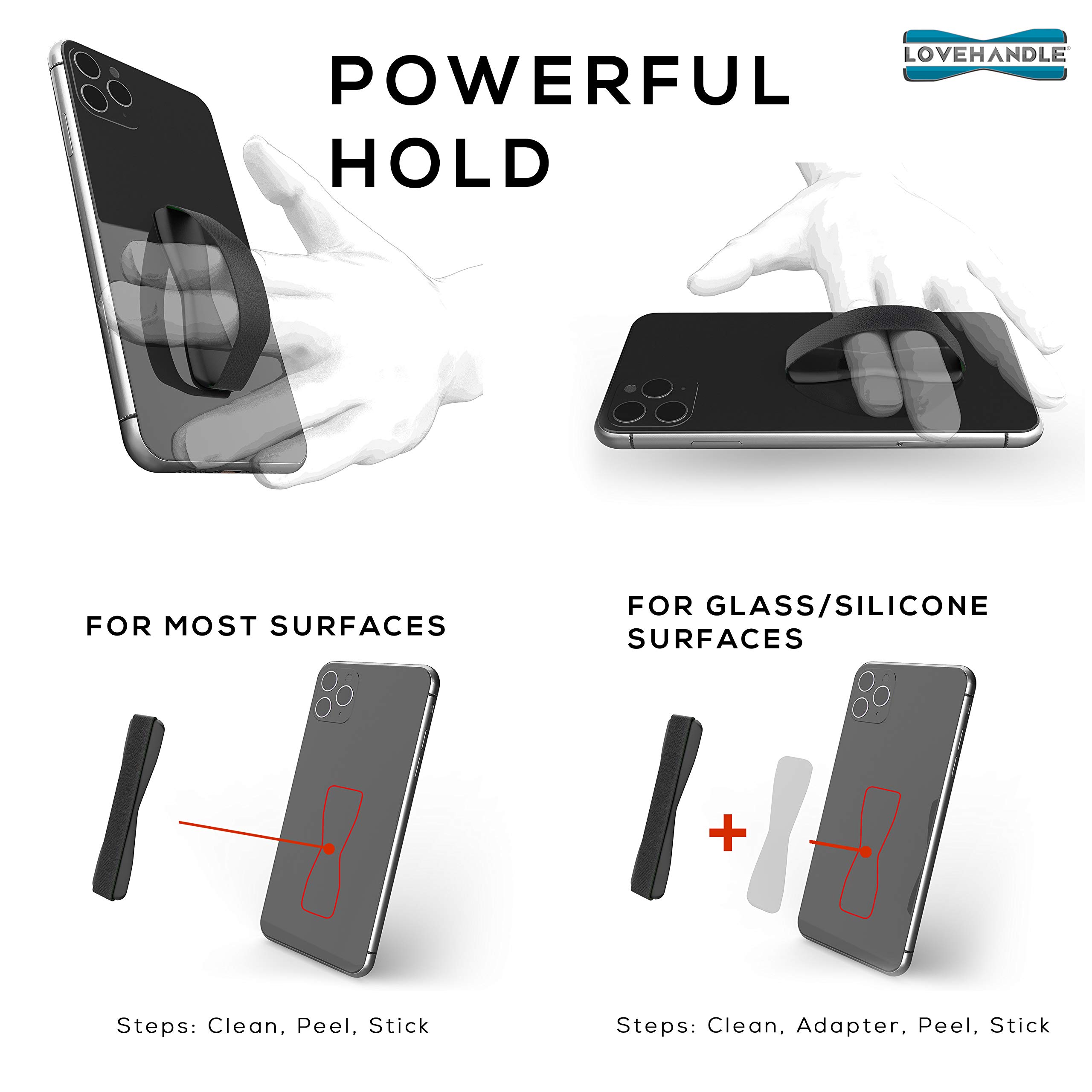 LOVEHANDLE Universal Phone Grip Holder - Compatible with Most Smartphones, Mini Tablets & Phone Cases | Swirl Design Elastic Strap with Colorful Base | 4-Piece Value Pack | Perfect for Gym, Travel & Everyday Use
