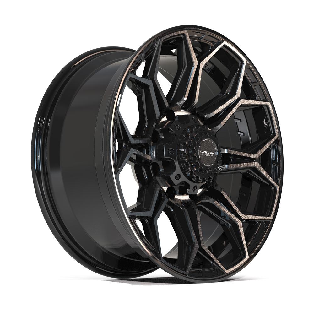 4Play Gen3 4P83 Gloss Black Wheels 20x9.0 8x165.1mm 124.9mm - Brushed Face & Tinted Clear Finish - Perfect for Off-Road Trucks, SUVs, and Custom Builds