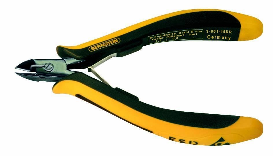 Bernstein 3-651-15 DR Euroline-Conductive Mini Side Cutters 120mm with Wire Retention Clip - Precision Electronics & Jewelry Making Tool for Safe Electrical Work