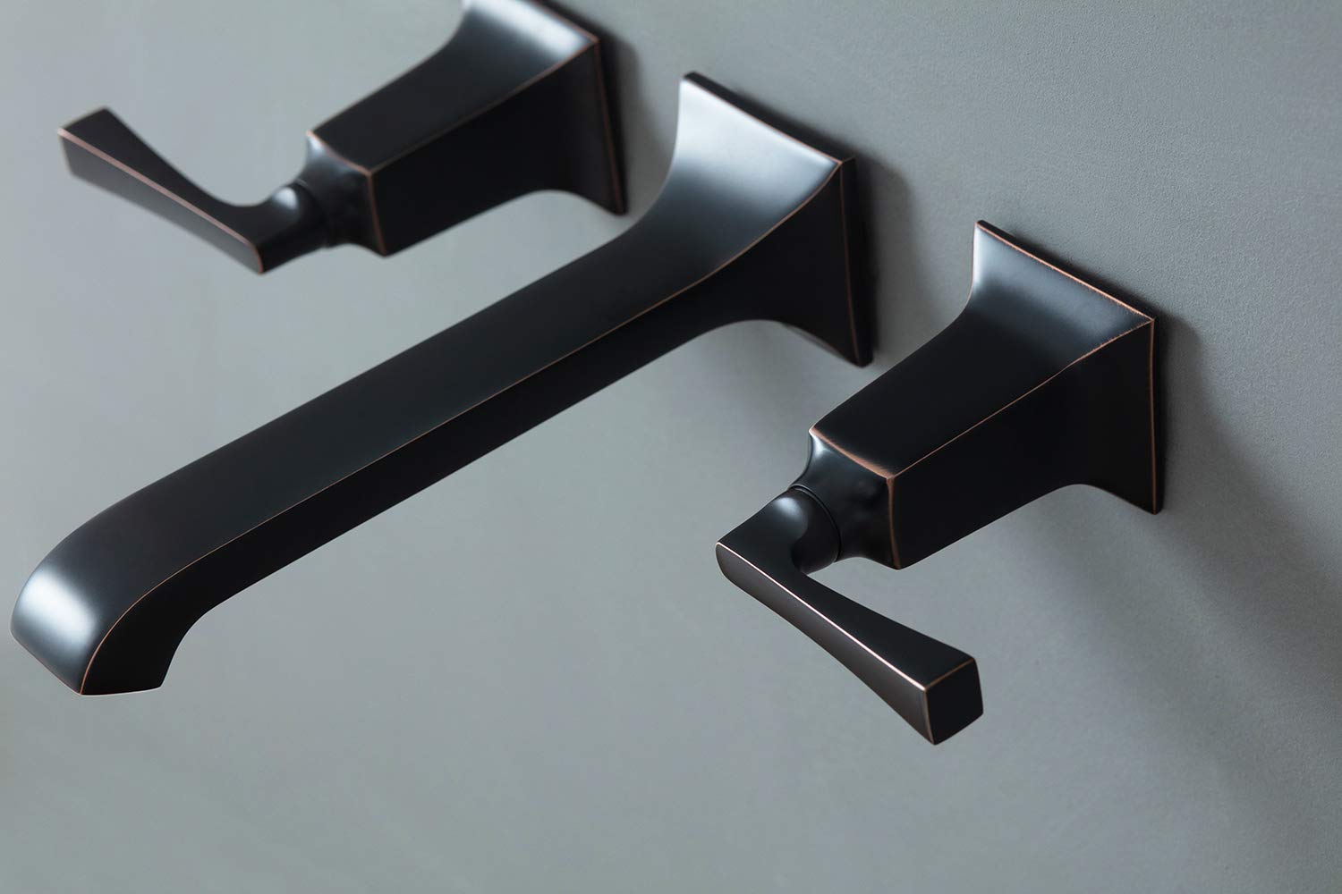 SITGES Heavy Duty Brass Wall Mount Bathroom Faucet with Metal Lever Handles - Oil Rubbed Bronze Finish - Includes Rough-in Valve | Perfect for Modern Bathrooms, Powder Rooms & Spa Retreats