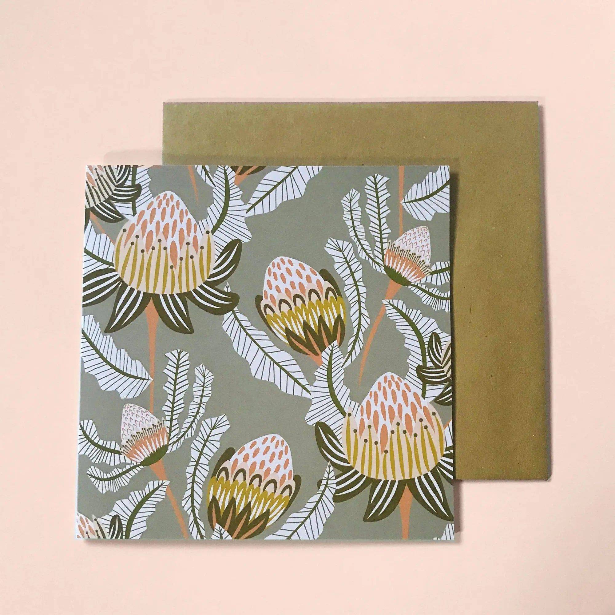 Bush Proteas Magnetic Gift Set with Greeting Card - Perfect for Home Decor, Office Gifts & Special Occasions