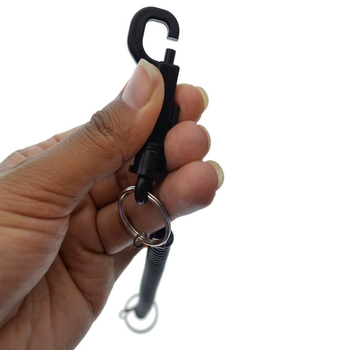 5 Pack Black Bungee Coil Cords - Stretchy Elastic Badge Lanyard & Keychain Holder for ID Cards, Keys, Casino Cards - Light Duty Use for Office, Events, Security, and Retail Workers
