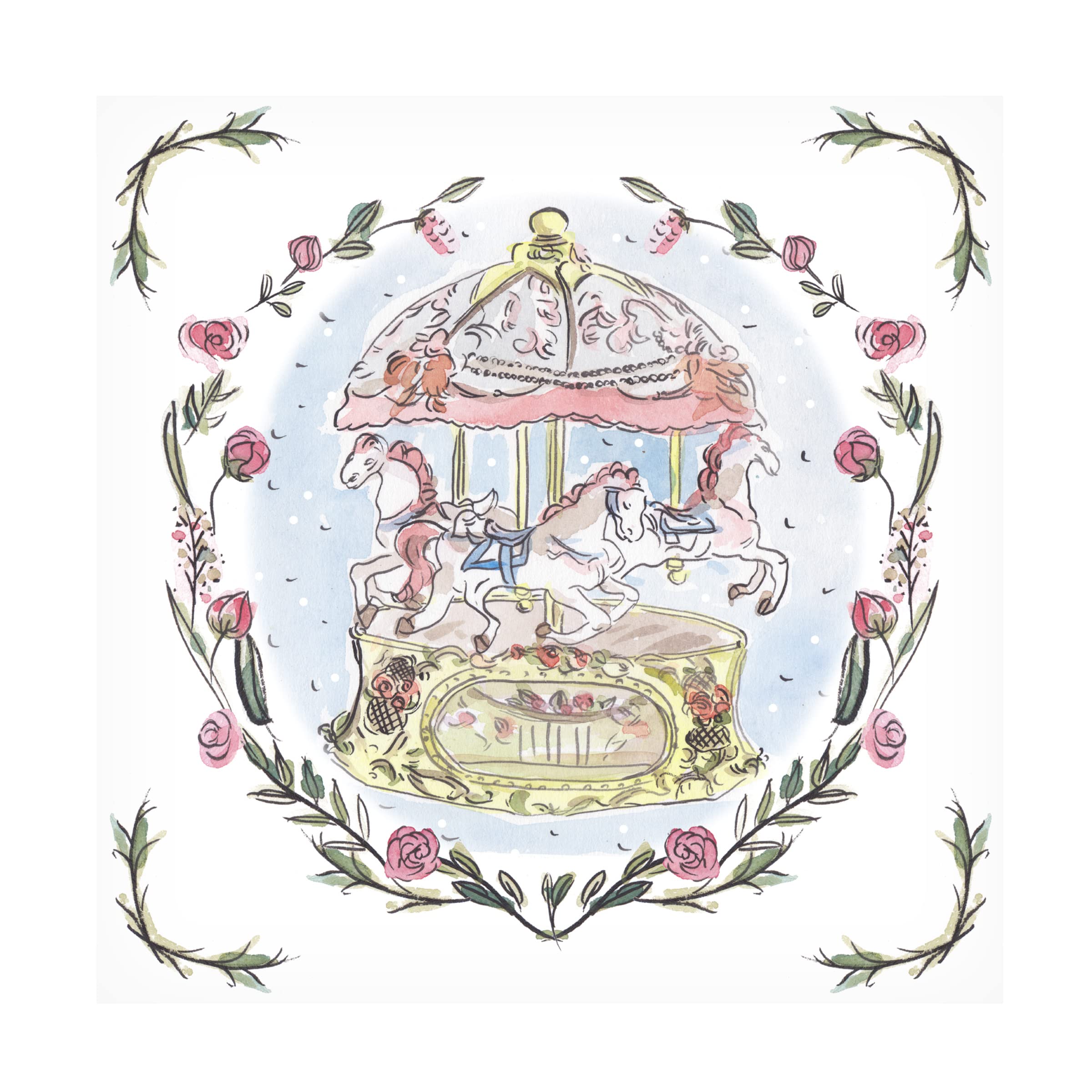 Trademark Fine Art 'Winter Carousel I' Canvas Wall Art Print by Melissa Wang - Perfect for Living Room, Bedroom Decor & Christmas Holiday Gift