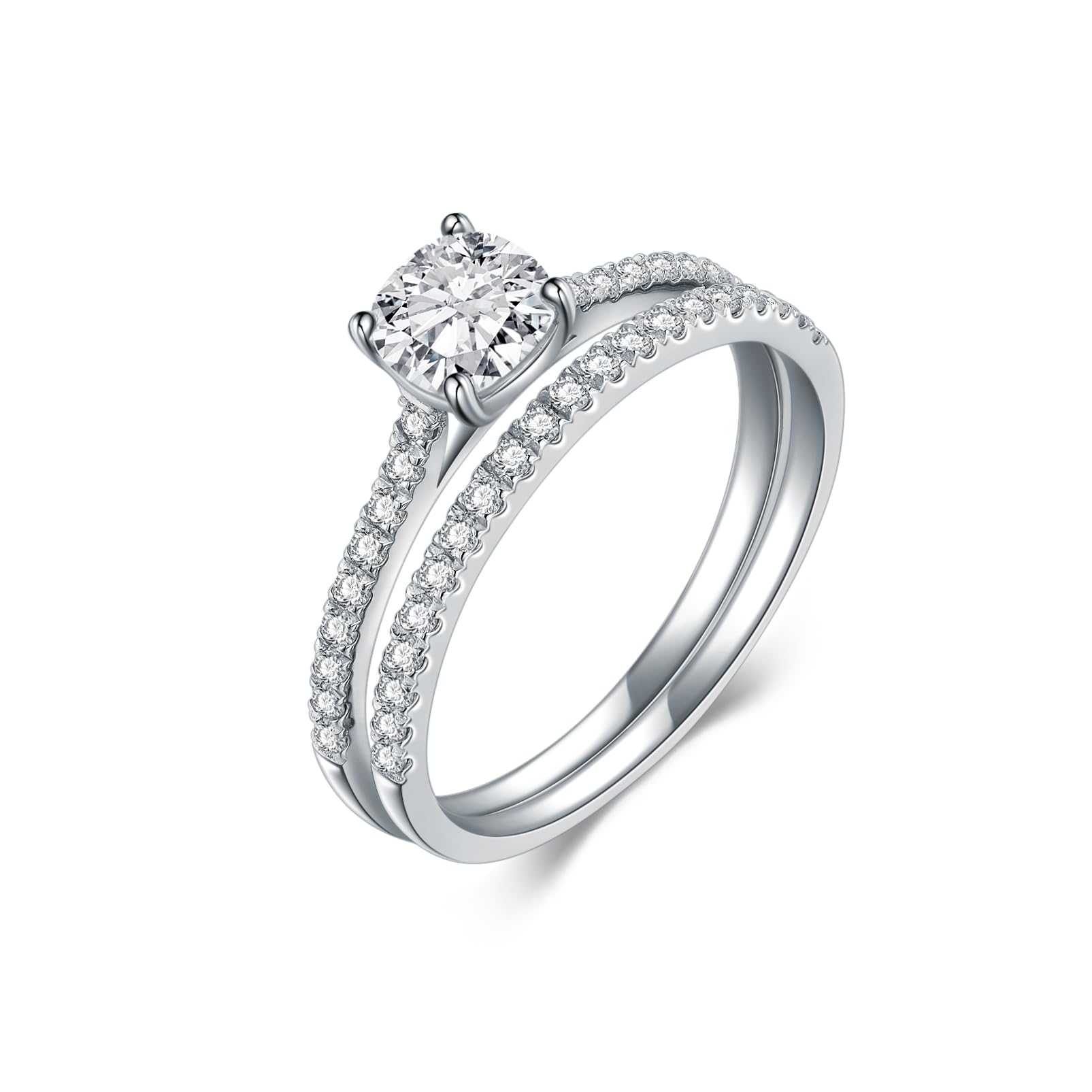 1.0 ct Moissanite Engagement Ring for Women - S925 Sterling Silver Classic Cushion Cut Halo Bridal Set, Wedding & Anniversary Promise Ring (Perfect for Proposals, Bridal Jewelry & Special Occasions)