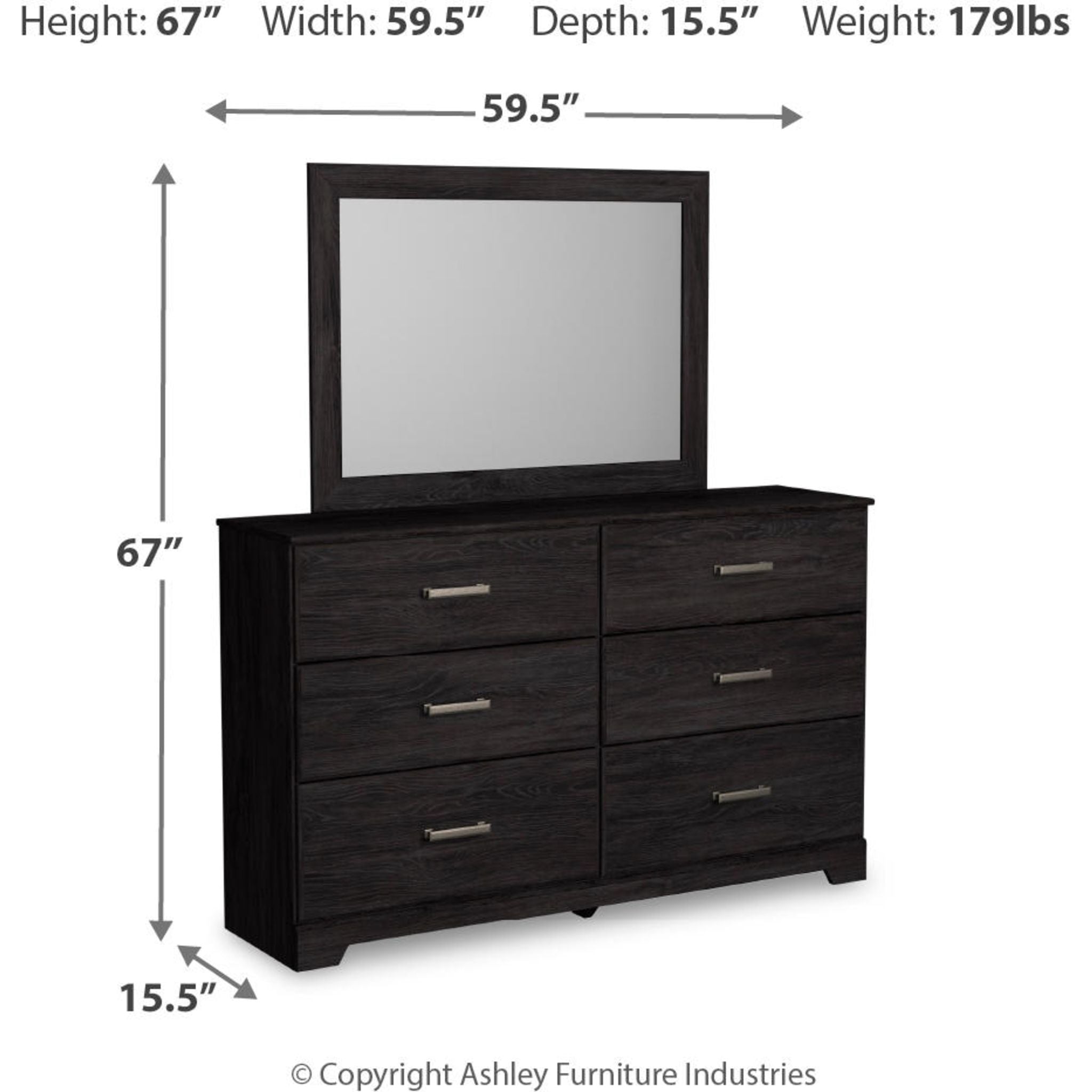 Belachime Dresser with Mirror - Black Wooden Dresser for Bedroom, Modern Storage Cabinet with Mirror for Home Decor & Organization