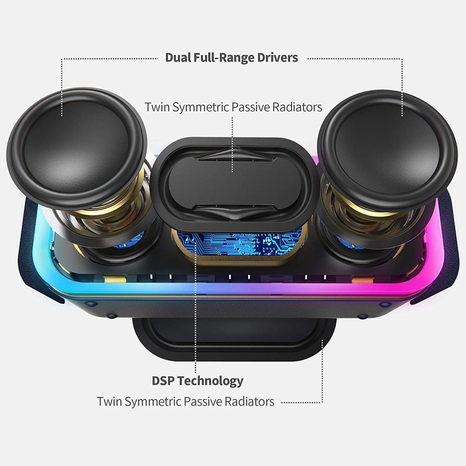 DOSS SoundBox Pro Plus 24W Bluetooth Speaker - Wireless Portable Speaker with Stereo Sound, Punchy Bass, IPX6 Waterproof, TWS Pairing, Multi-Color LED Lights & 15H Playtime - Perfect for Home, Outdoor, Pool Parties & Travel (Blue)