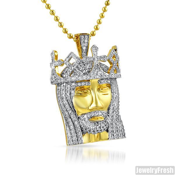 3D Gold King of Kings Jesus Pendant Necklace - Religious Cross Pendant for Men & Women - Perfect for Church, Baptism, Confirmation & Christian Gifts