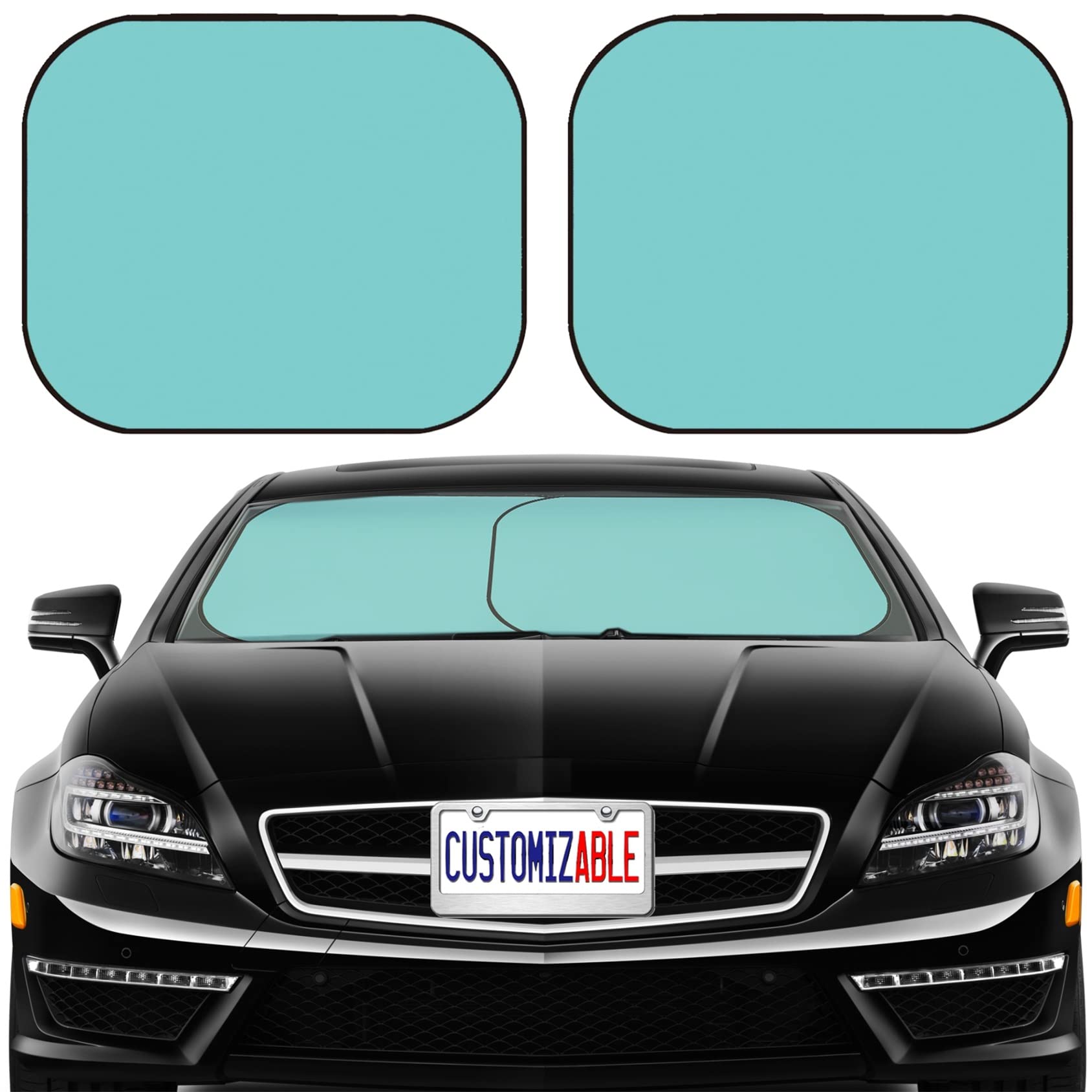 Maizi 2-Piece Foldable Car Windshield Sun Shade - Universal Fit for Sedan, SUV, Truck | Blocks Sun Glare, UV Rays & Heat | Protects Car Interior | Aqua Sky Color | Perfect for Parking, Road Trips & Summer Protection