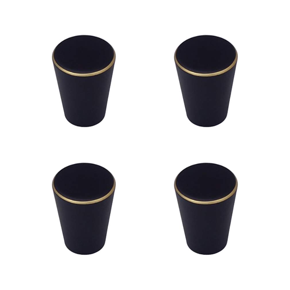 4Pcs Brass Single Hole Cabinet Knobs - Small Black Cone Drawer Pulls for Wardrobe, Furniture & Cabinet Doors | Durable & Stylish Hardware for Home Decor & DIY Projects