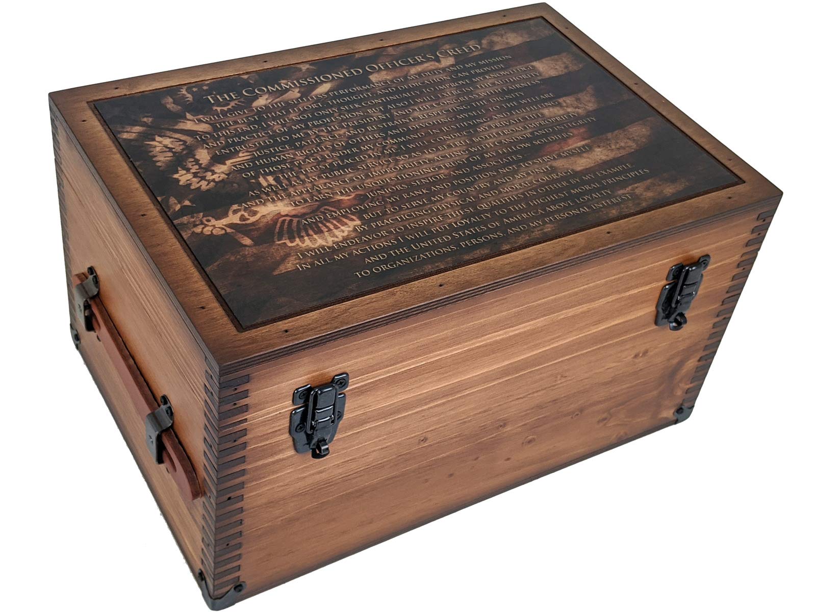 Commissioned Officers Creed Keepsake Box - Military Memorabilia Display Case for Medals, Badges & Awards - Perfect for Home Office, Military Gifts & Veterans Day Decor