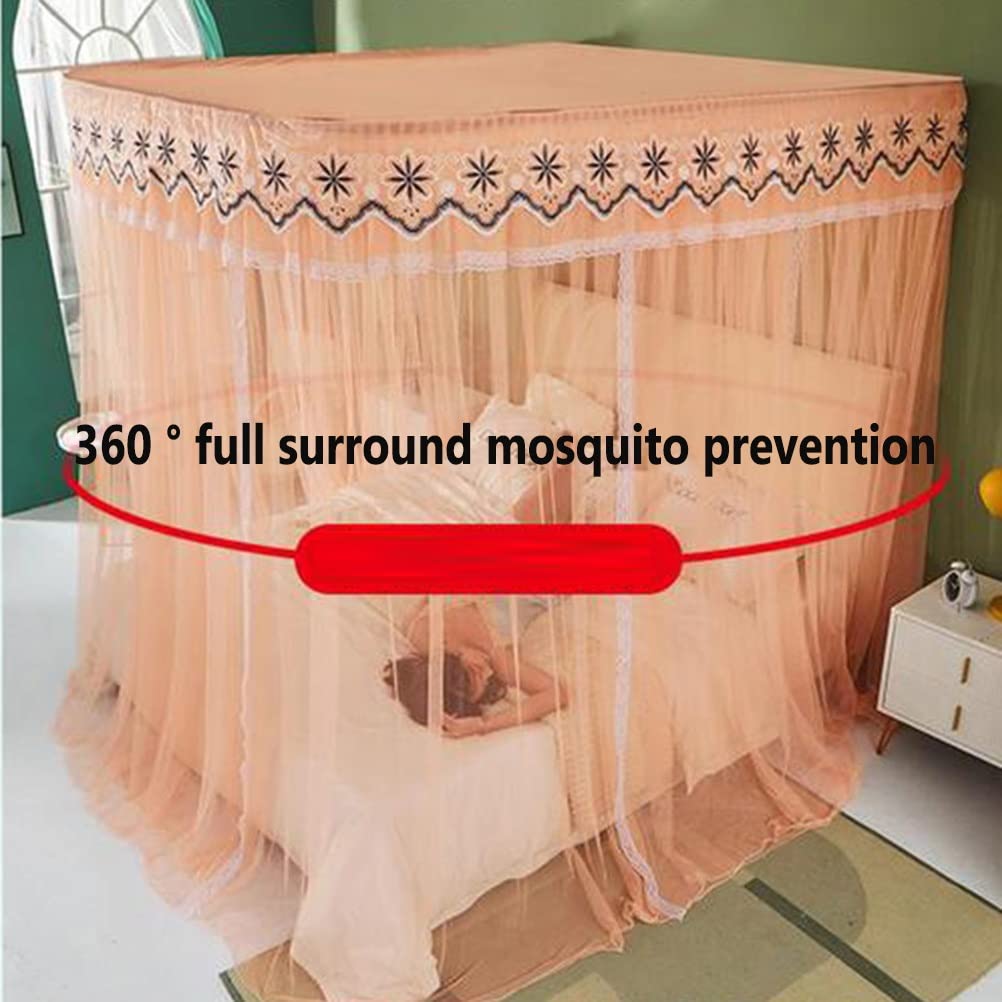 Romantic Pink Bed Canopy Mosquito Net for Single, Double & King Beds - 120X200CM Metal Frame Summer Bed Curtain for Bedroom Decor | Perfect for Outdoor Camping, Boho Bedroom & Wedding Decorations
