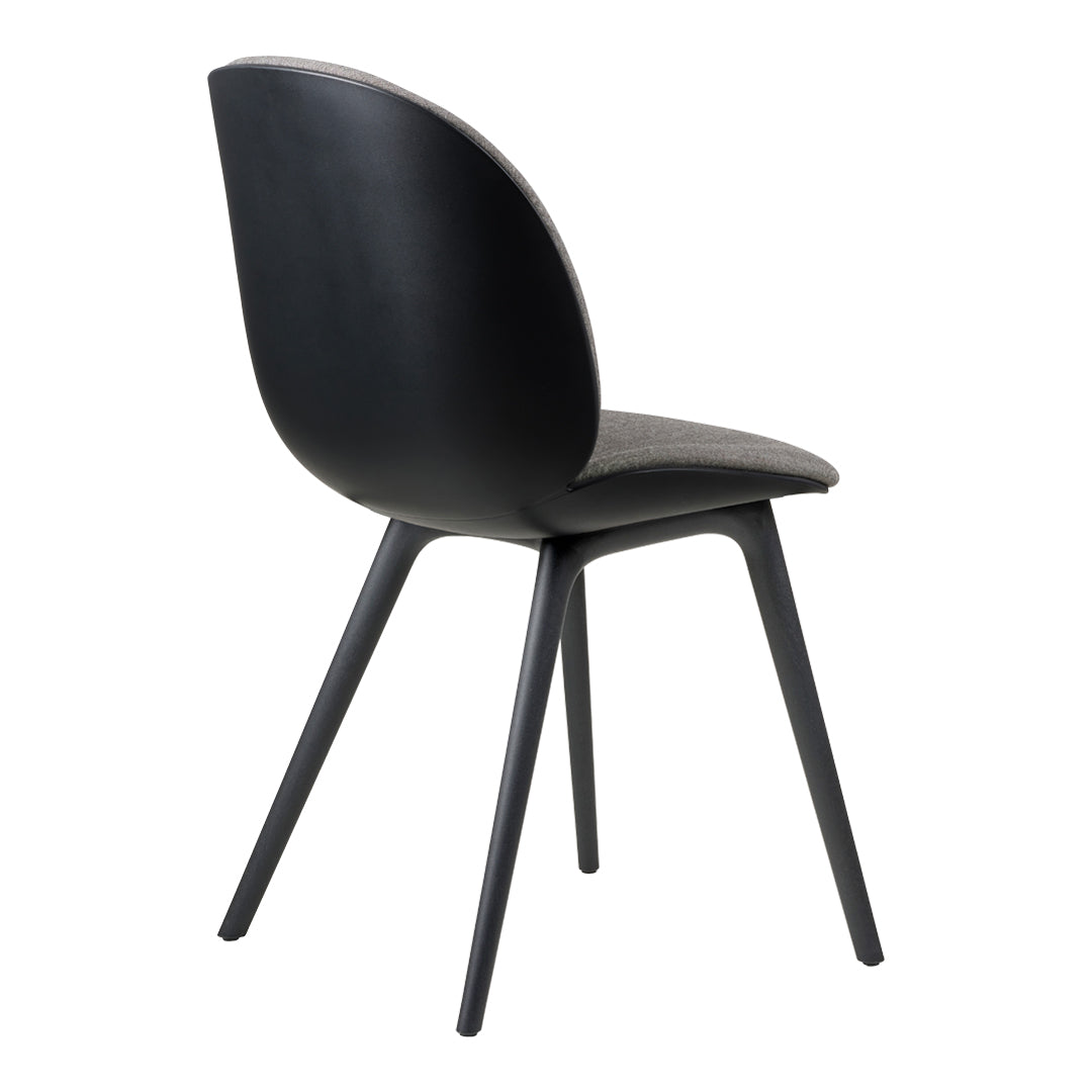 Modern Beetle Dining Chair with Front Upholstery & Sturdy Plastic Base - Monochrome Design for Kitchen, Dining Room, or Office Space
