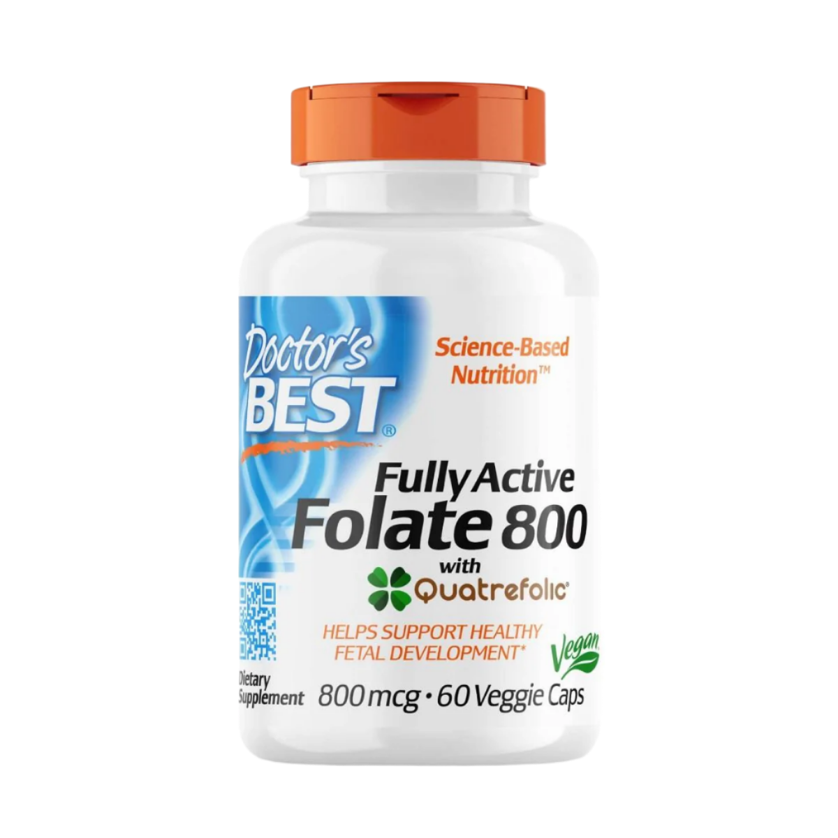 Doctor's Best Fully Active Folate 800 - 800mcg Methylfolate Supplement | 60 Vegan Capsules | Supports Heart Health & Pregnancy Nutrition | Prenatal & Postnatal Care