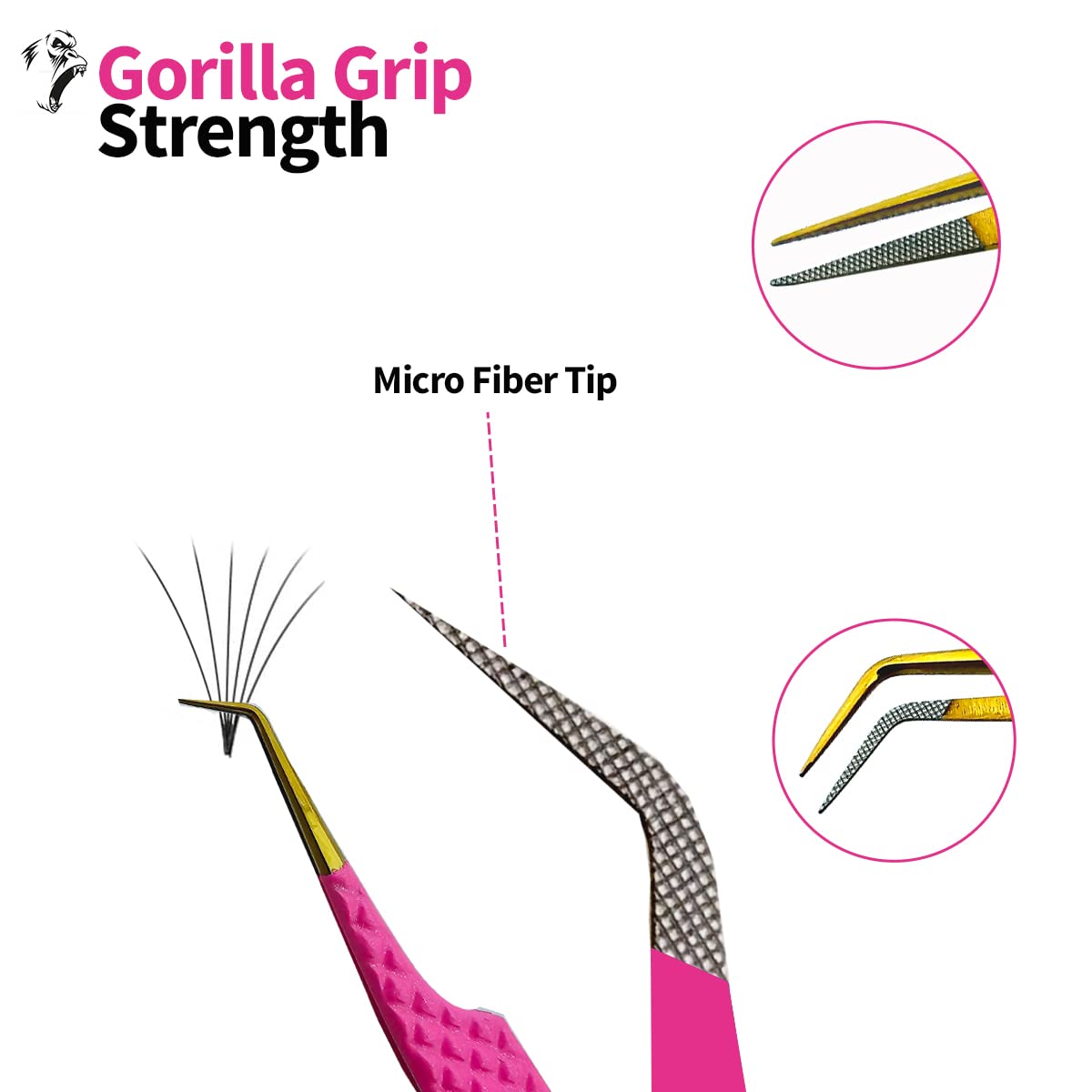 2 Pcs Pink Stainless Steel Eyelash Extension Tweezers Set - Professional Volume & Precision Tweezers for Lash Artists - Perfect for Salon, Home Use & DIY Eyelash Extensions