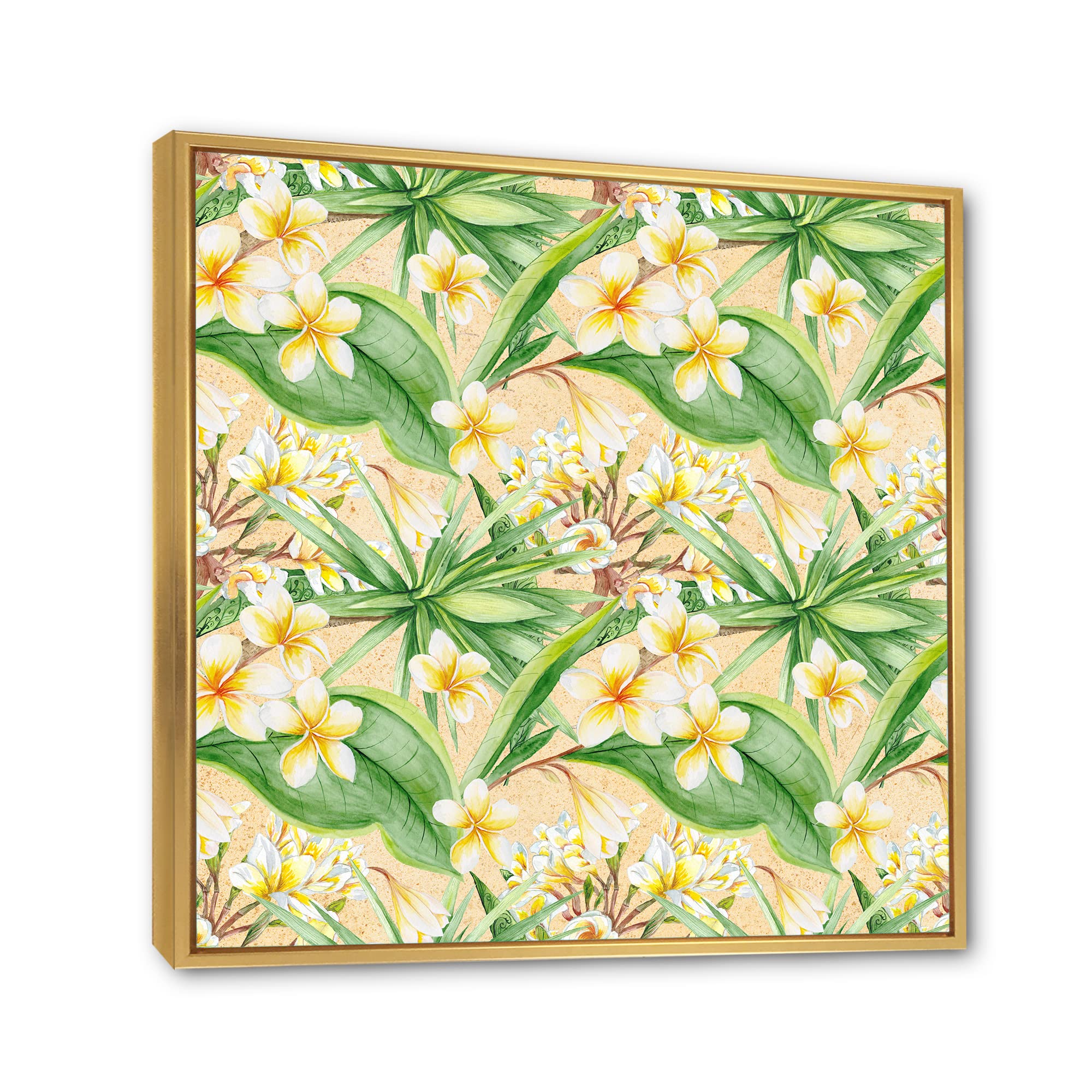Tropical Foliage & Yellow Flowers XIII - Modern Framed Canvas Wall Art Print for Living Room, Bedroom & Office Decor