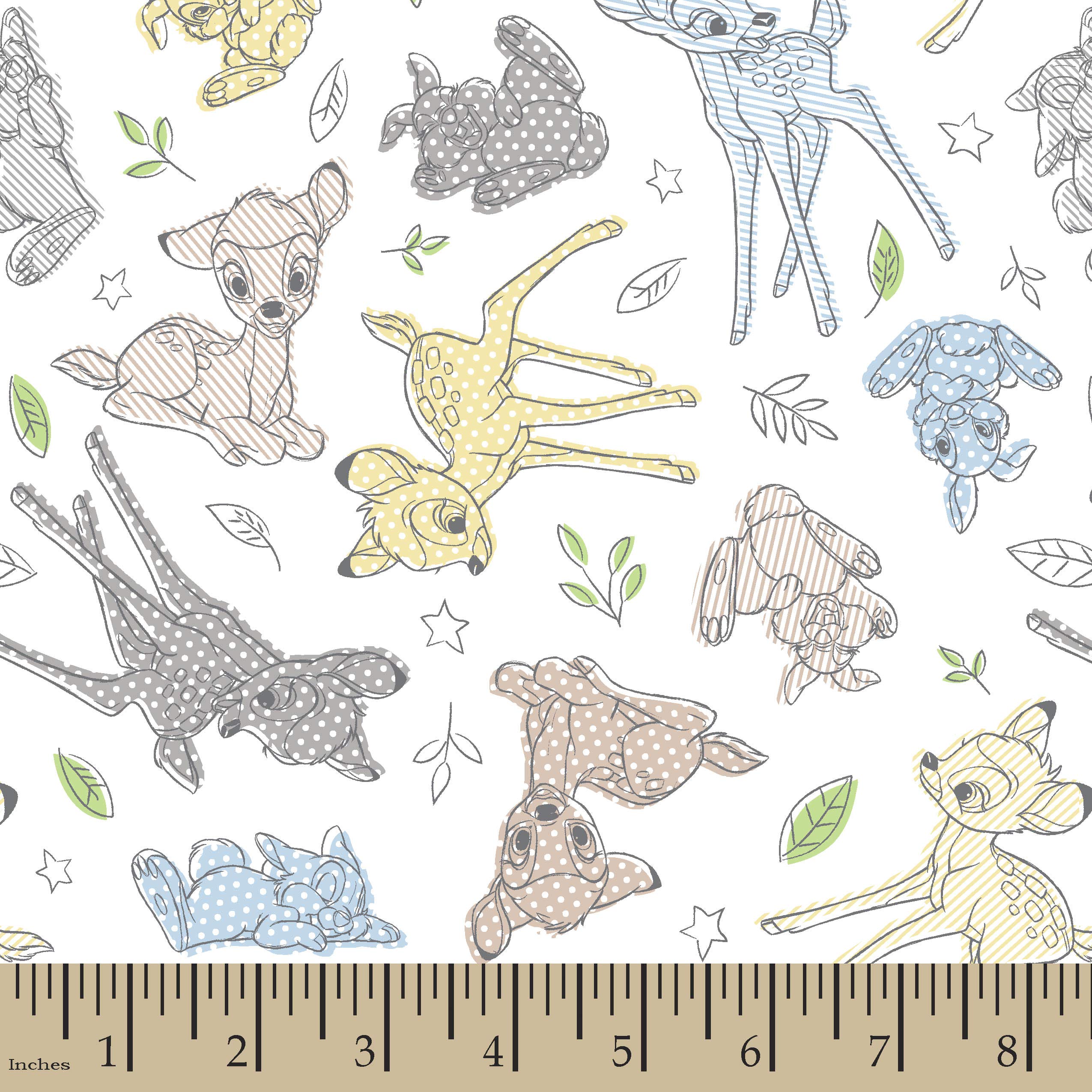 Bambi & Thumper Best Friends Cotton Fabric - 1/2 Yard x 44